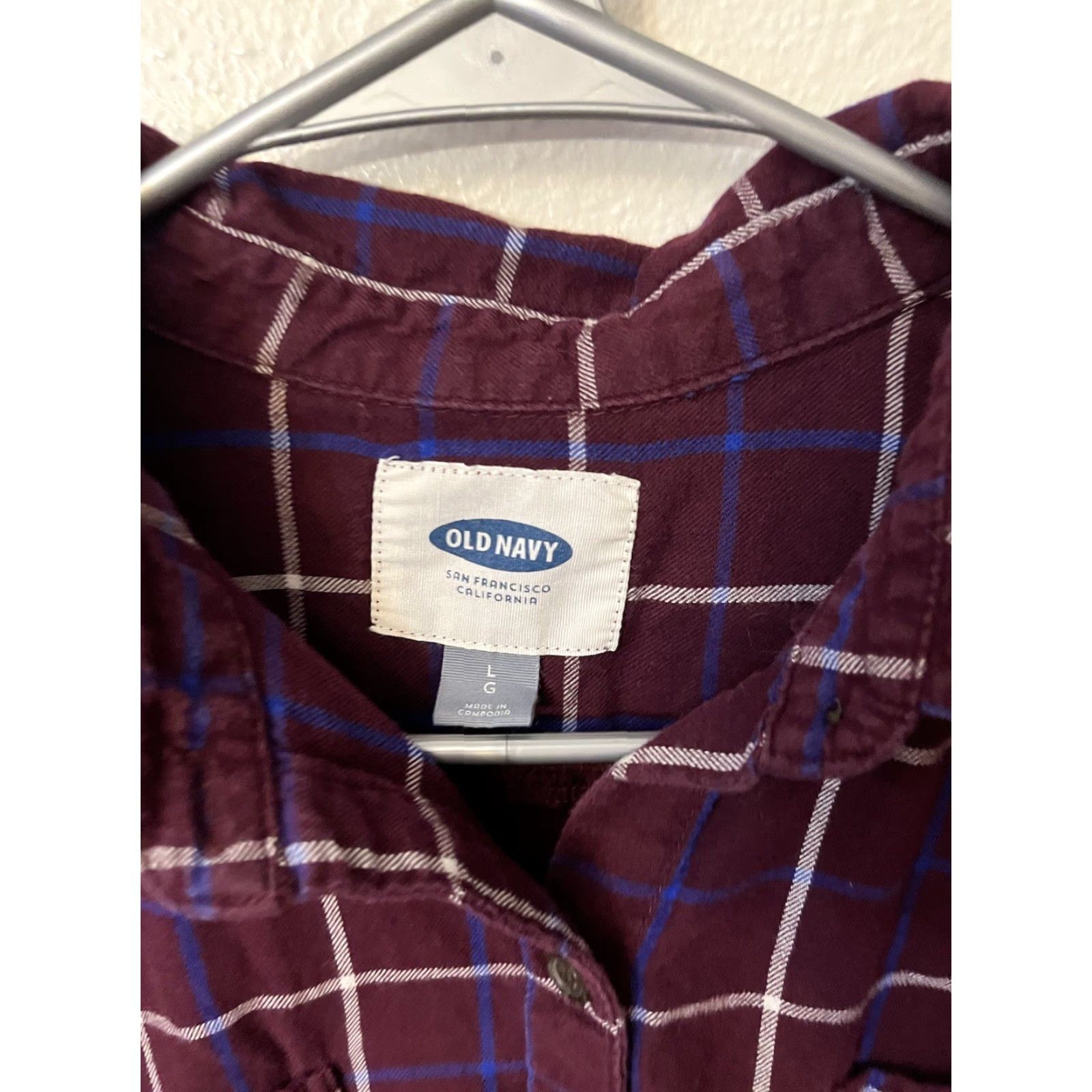 Old Navy Old Navy Shirt Women’s Button Up Long Sleeve Plaid Burgundy Size Large - Red Casual Blouse Size L / US 10 / IT 46 - 2 Thumbnail