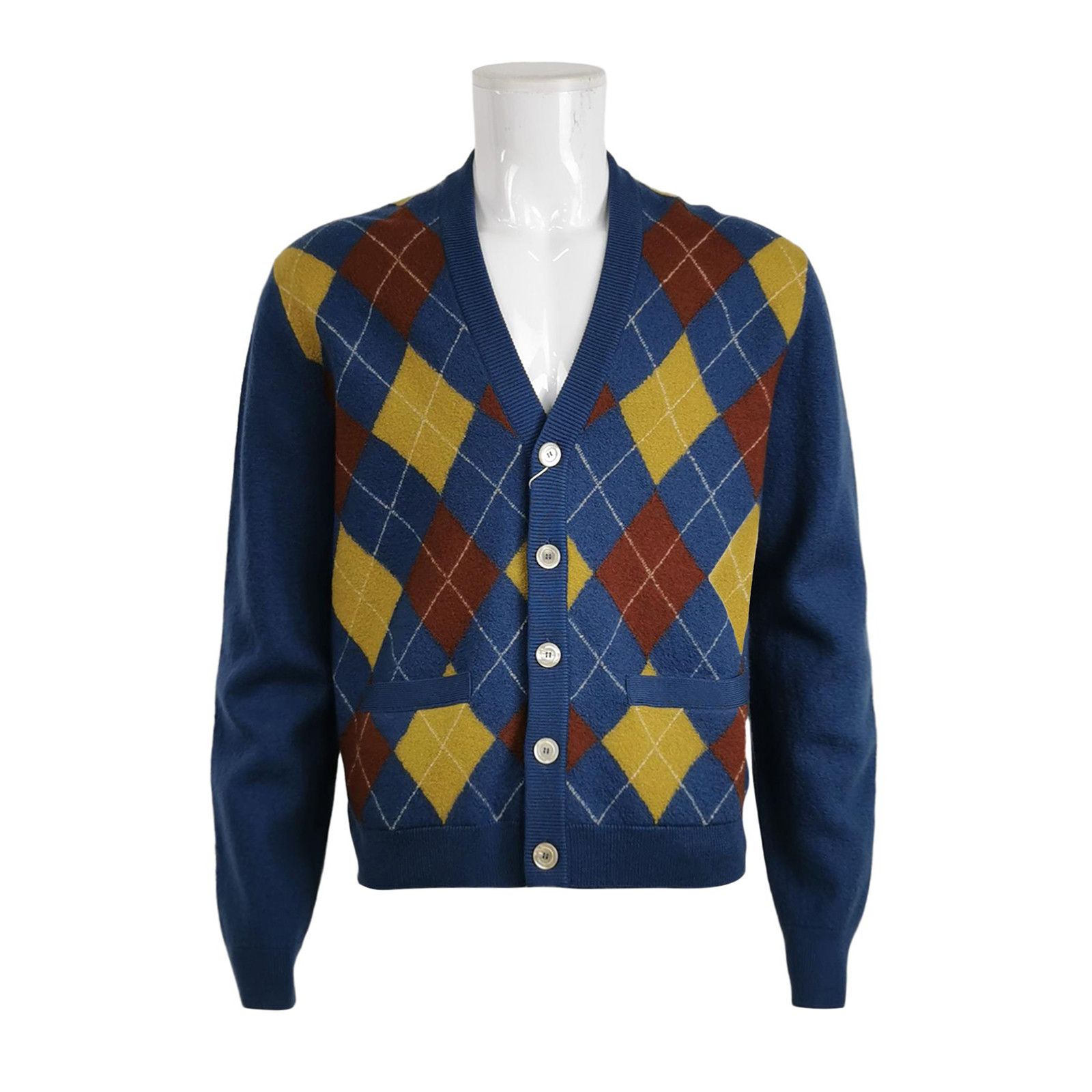 Gucci Gucci Argyle Wool V-Neck Cardigan Size M Size US M / EU 48-50 / 2 - 1 Thumbnail