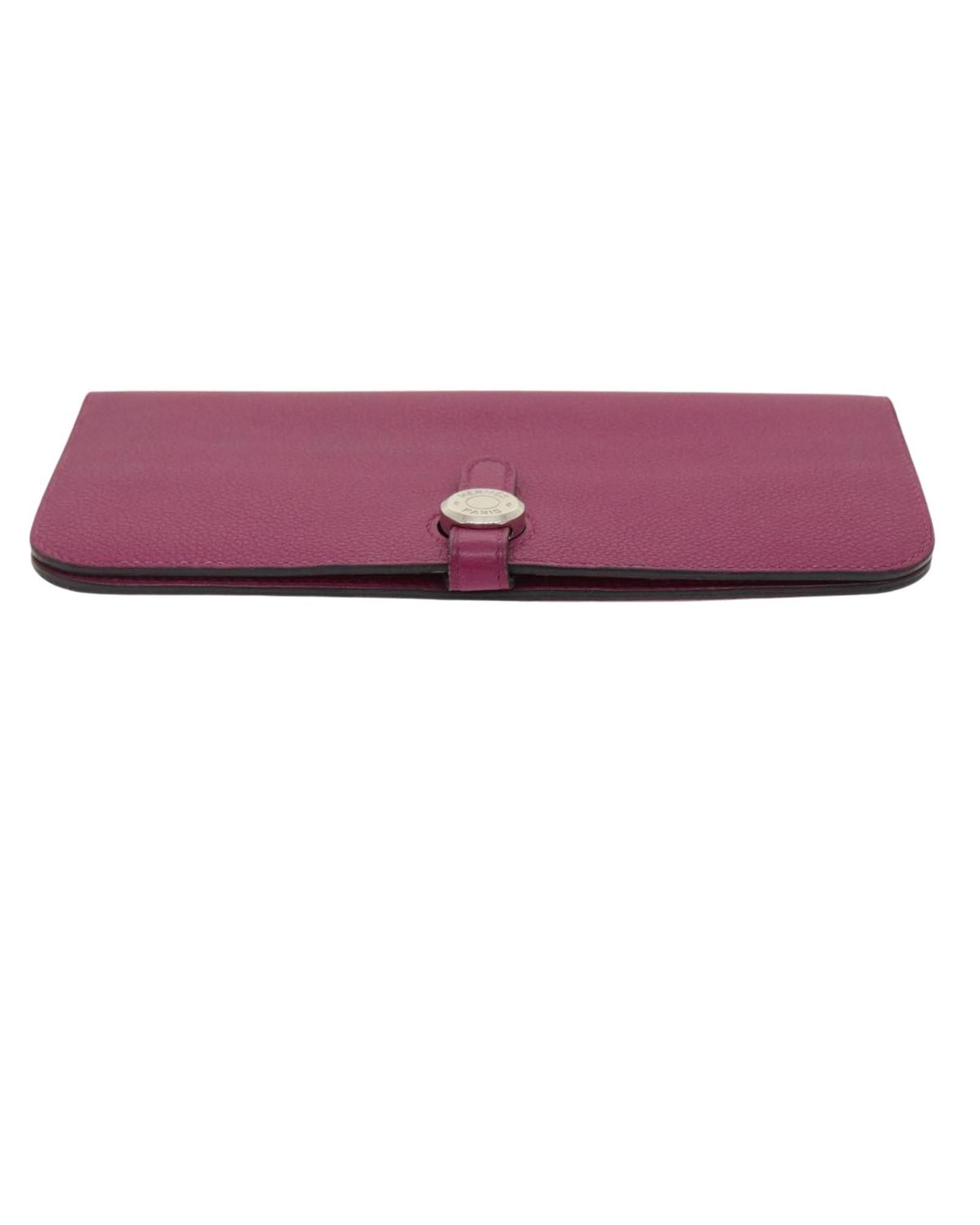 image of Red Leather Hermes Dogon Wallet, Women's