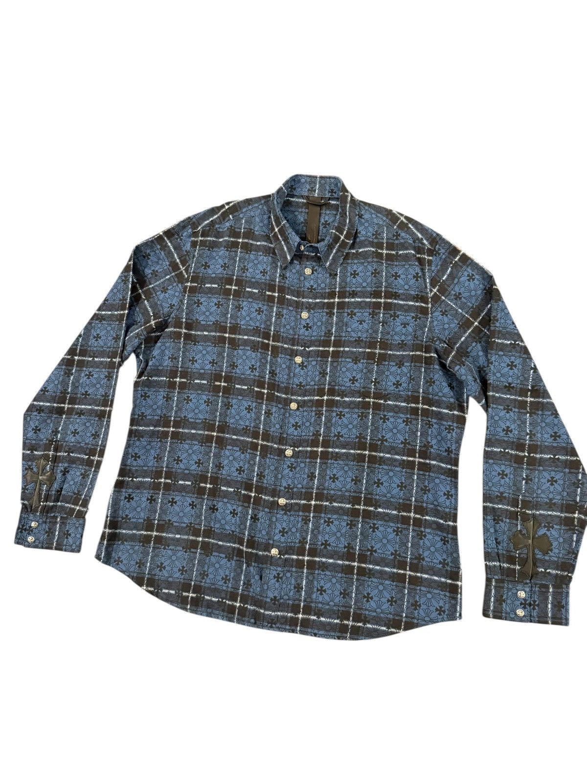 Chrome Hearts Mini Plus Print Blue Loose Ends Cross Patch Flannel Size US XXL / EU 58 / 5 - 3 Thumbnail