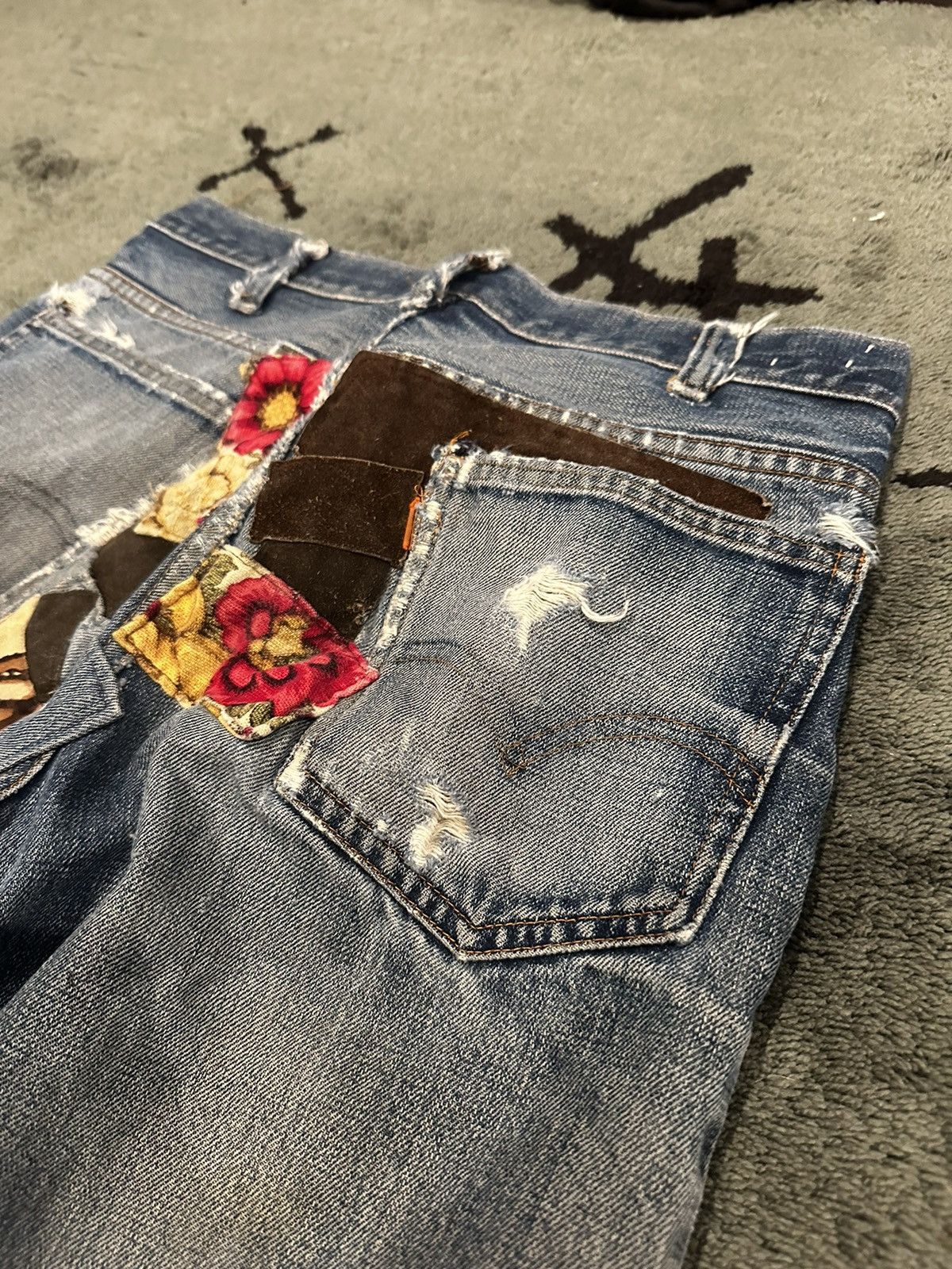 Levi's × Vintage Vintage 70’s Patchwork Big E Flared Orange Tab Levis Size US 29 - 10 Thumbnail