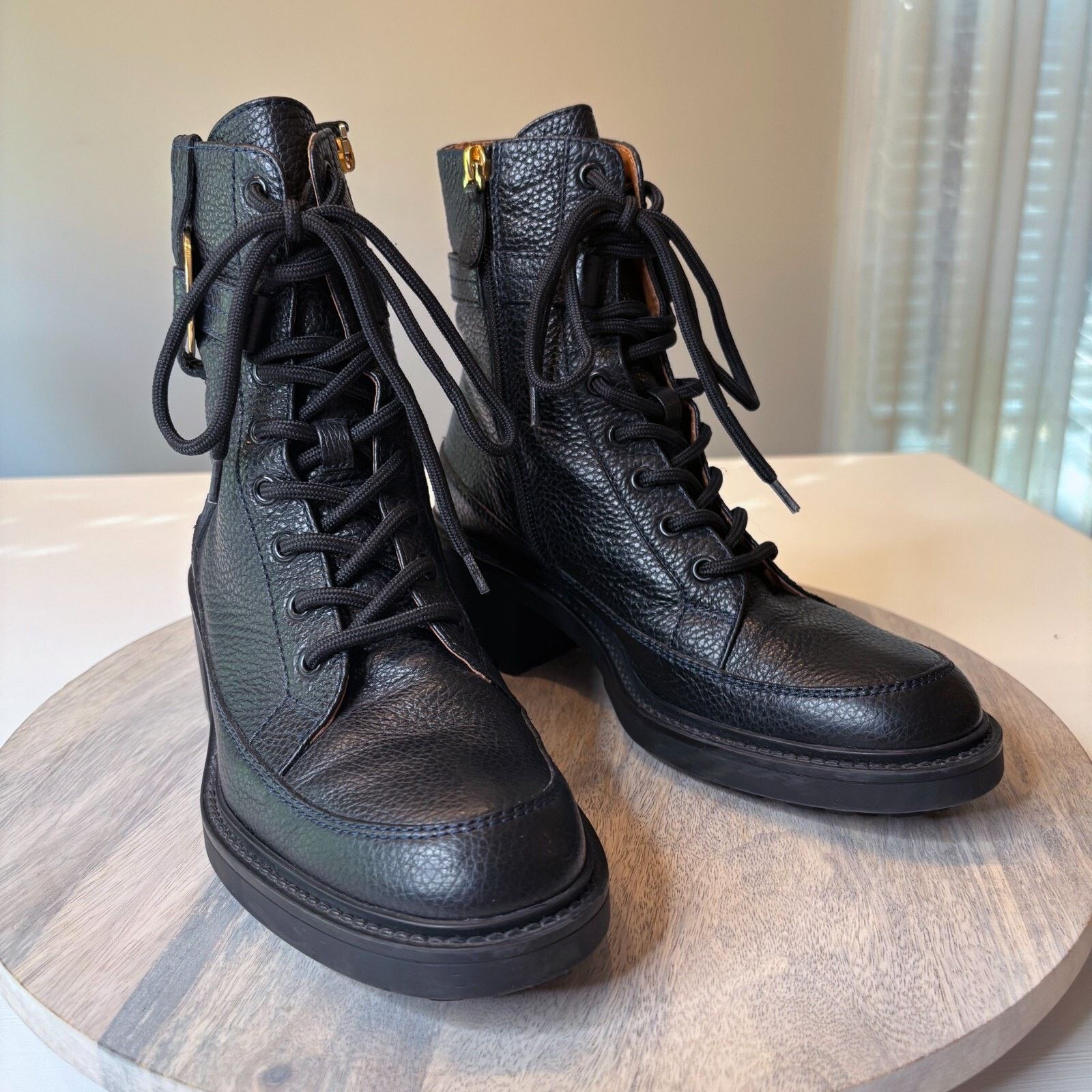 Chloe Chloé Darryl Black Leather Ankle Combat Boots EU Sz 39 US 9 Size US 9 / IT 39 - 2 Thumbnail