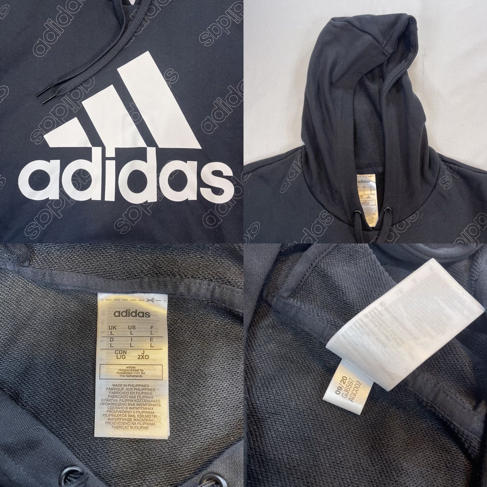 Adidas Adidas Men's Hoodie L Black GJ6597 3 Stripes Logo Pullover Athletic Comfort Hooded Pockets Sweatshirt Casual Fall Winter Size US L / EU 52-54 / 3 - 8 Thumbnail