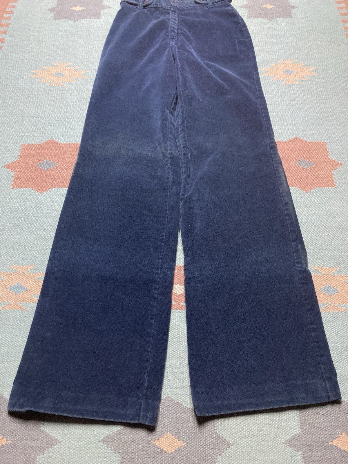 Vintage 70s bell bottom flare pants brush velour corduroy 9/10 25x32 Size 25" / US 0 / IT 36 - 2 Thumbnail