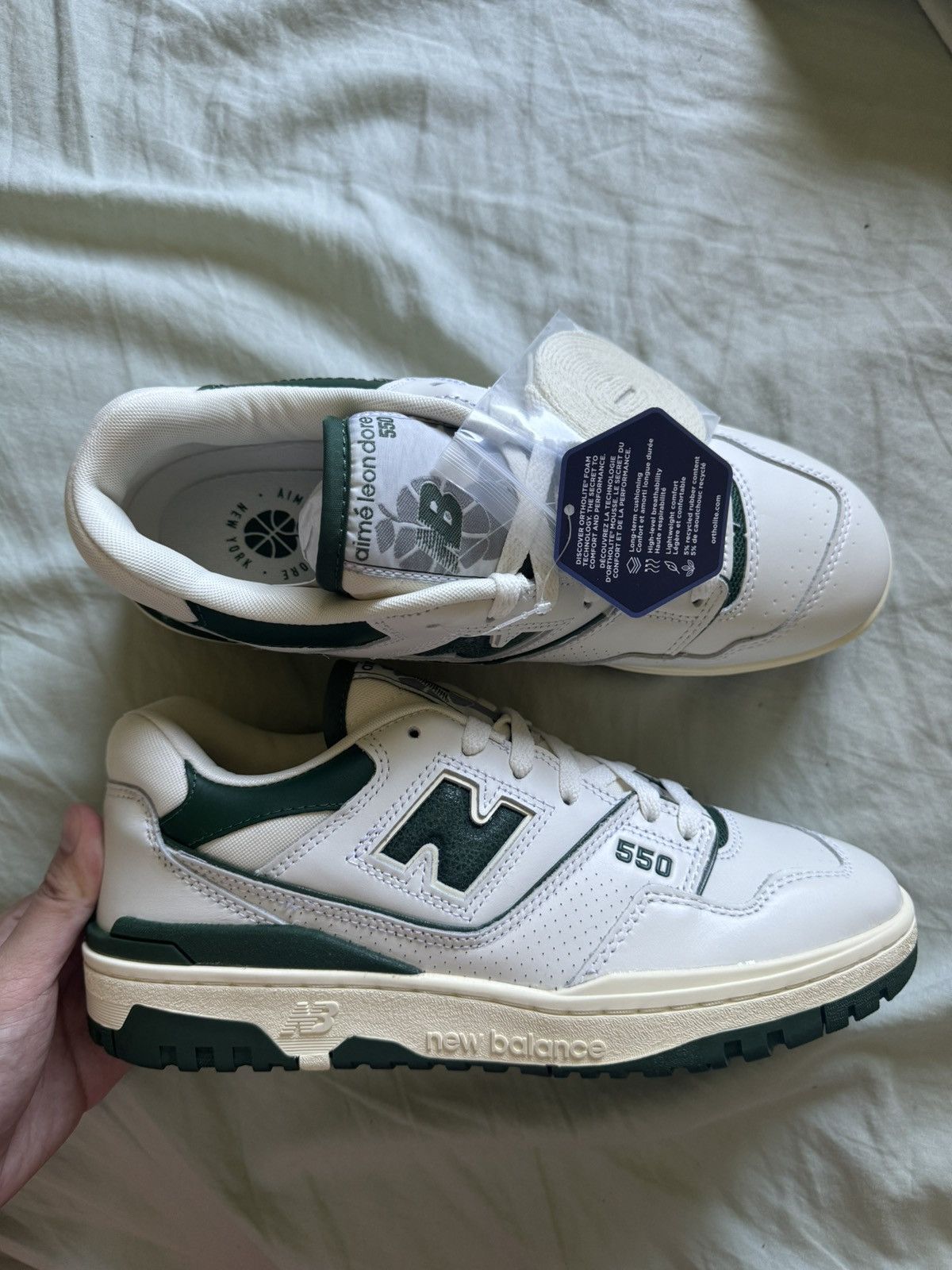 Aime Leon Dore × New Balance *NEW* Aime Leon Dore 550 White Green Vintage Sneakers Size US 9 / EU 42 - 8 Thumbnail
