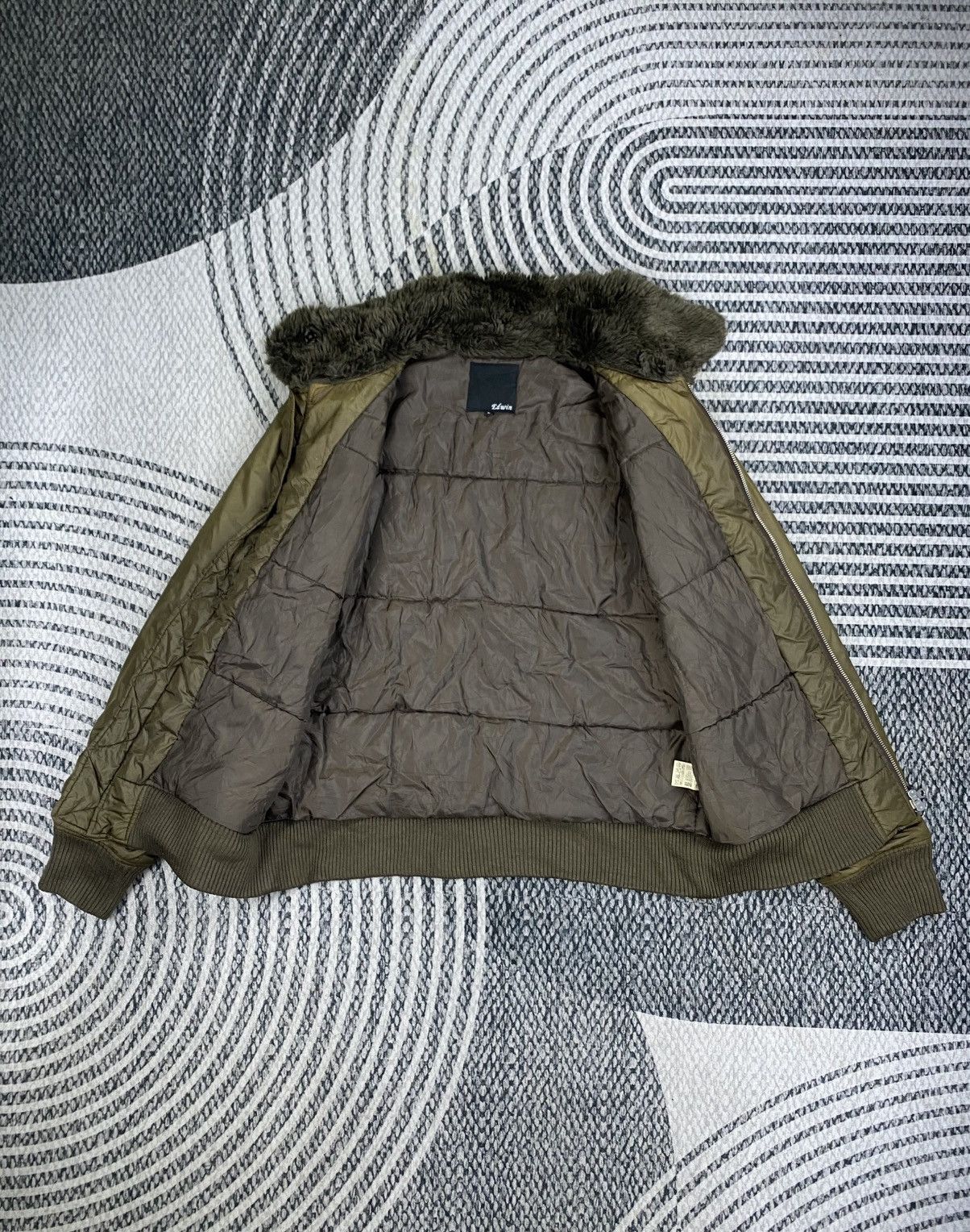 Edwin Vintage Edwin Olive Green Faux Fur Collar Bomber Jacket Size US L / EU 52-54 / 3 - 6 Thumbnail