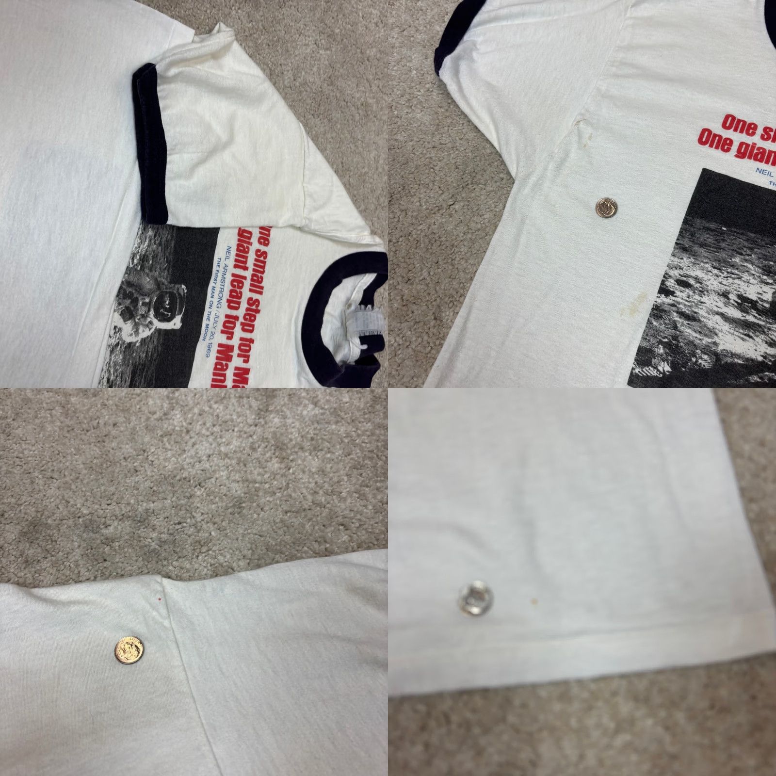 NASA VINTAGE 80s Moon Landing Ringer T Shirt Men''s Small Neil Armstrong NASA Apollo 11 Size US S / EU 44-46 / 1 - 8 Thumbnail