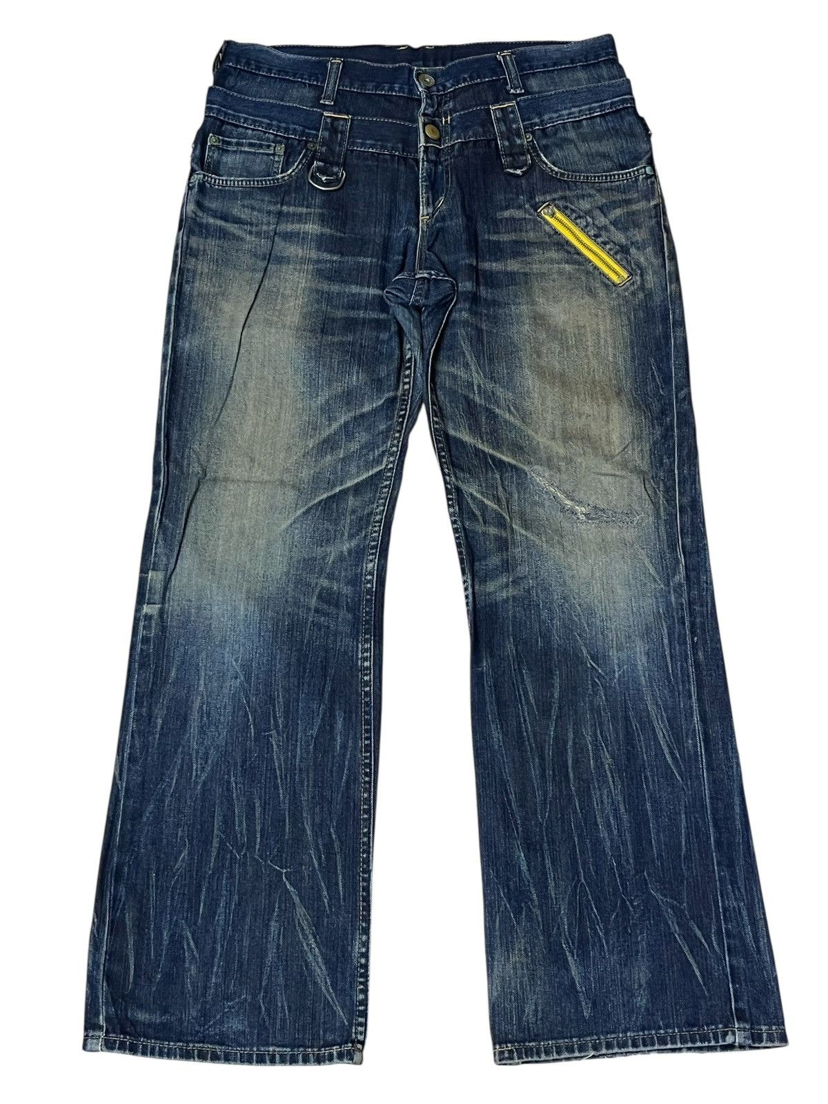 Wrangler Vintage 90s Japanese WRANGLER double waist distressed jeans Size US 34 / EU 50 - 2 Thumbnail