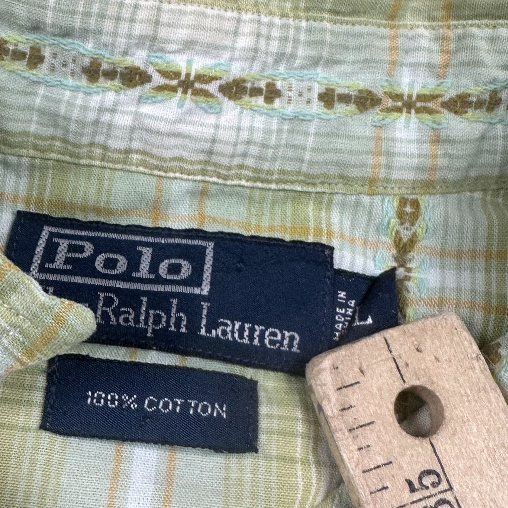 Polo Ralph Lauren VINTAGE Polo Ralph Lauren Pearl Snap Shirt Mens L Green Plaid Western Shirt Benjamin Size US L / EU 52-54 / 3 - 5 Thumbnail