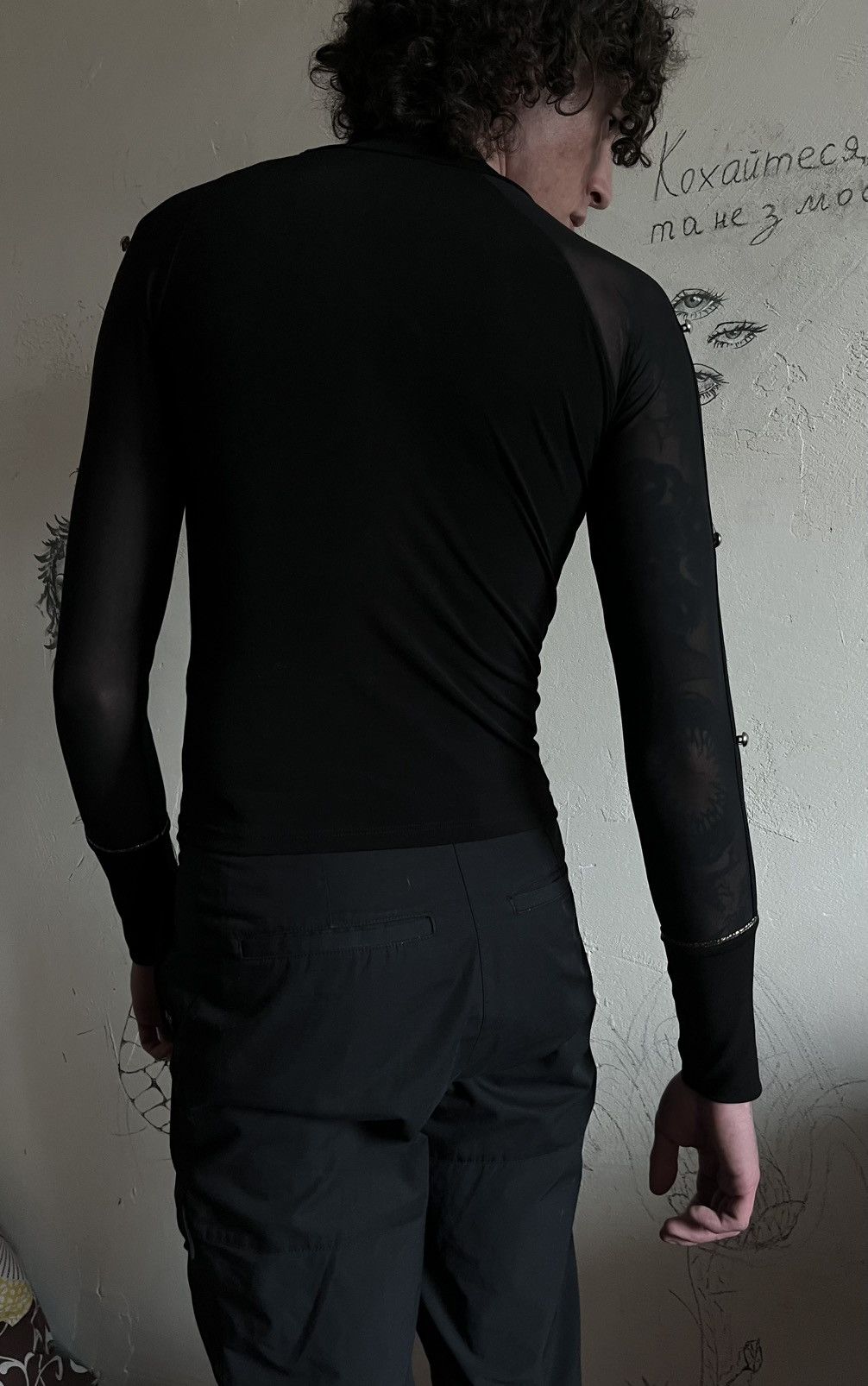 Jean Paul Gaultier Beauty Beast Gothic Poem Rock Punk Opium JPG Mesh LongSleeve Size S / US 4 / IT 40 - 8 Thumbnail
