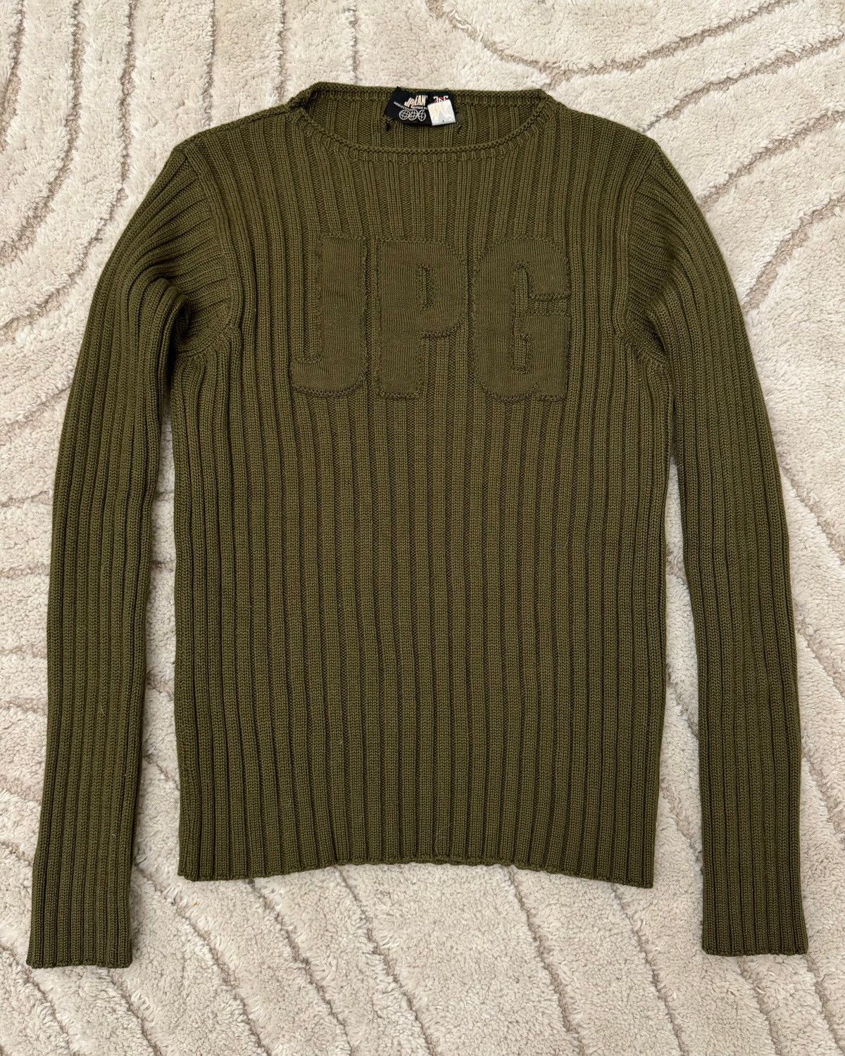 image of 1990S Jean Paul Gaultier Skull Olive Sweater (S), Men's (Size Small)