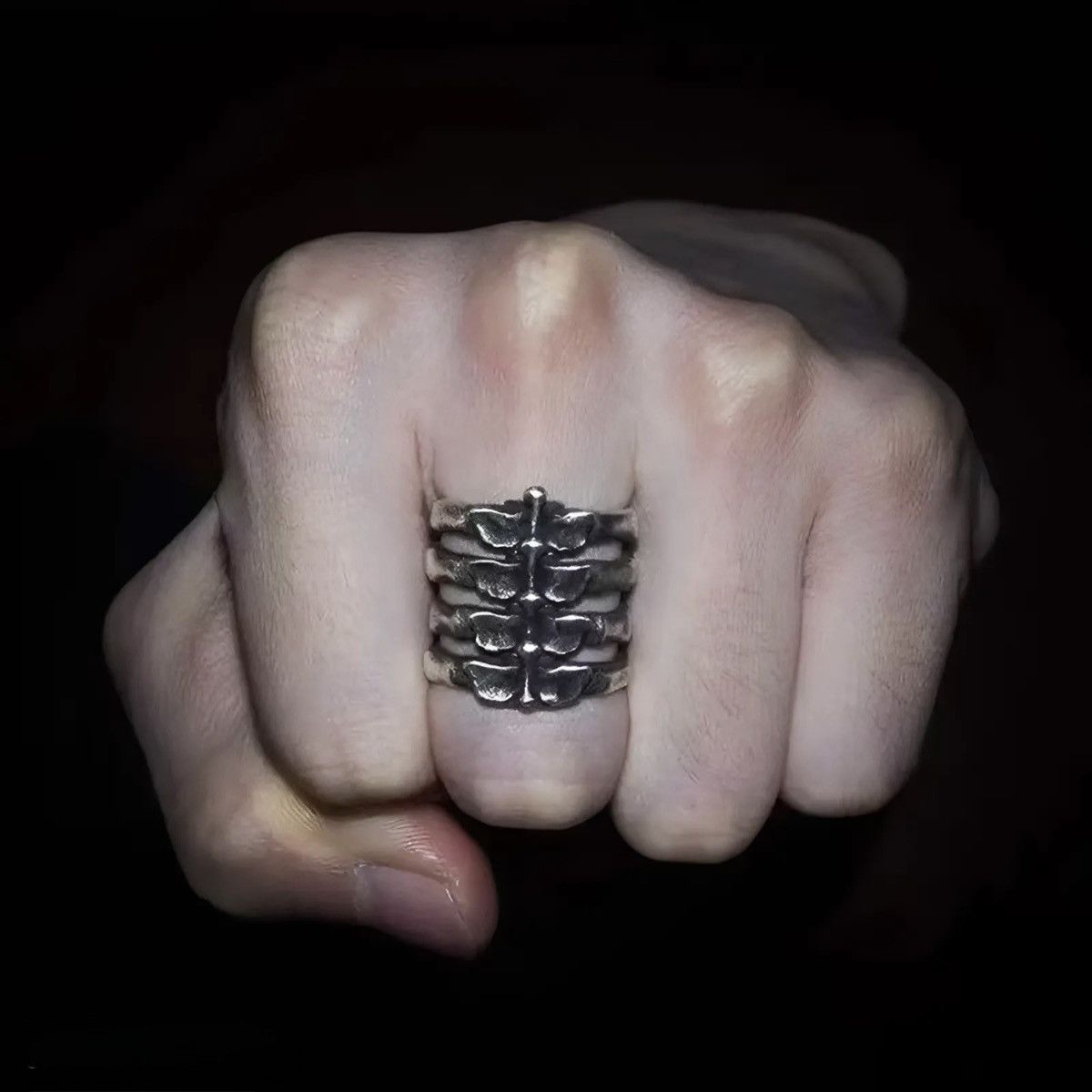 Vintage Vintage Silver Punk Men Skeleton Bone Steel Biker Rings Size ONE SIZE - 2 Thumbnail