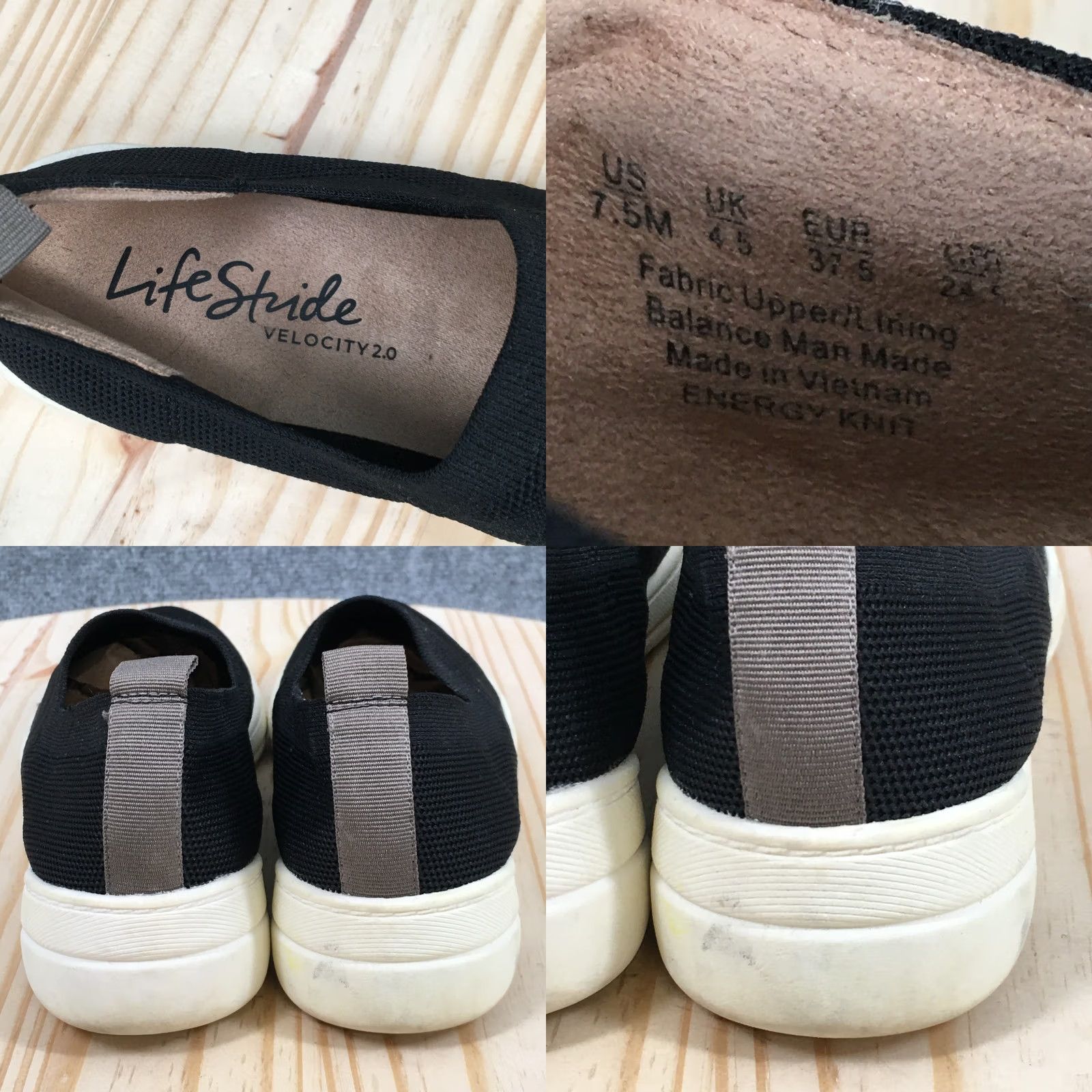 Vintage LifeStride Shoes Womens 7.5 M Energy Knit Slip-On Sneakers Black Fabric Low Top Size M / US 6-8 / IT 42-44 - 9 Thumbnail