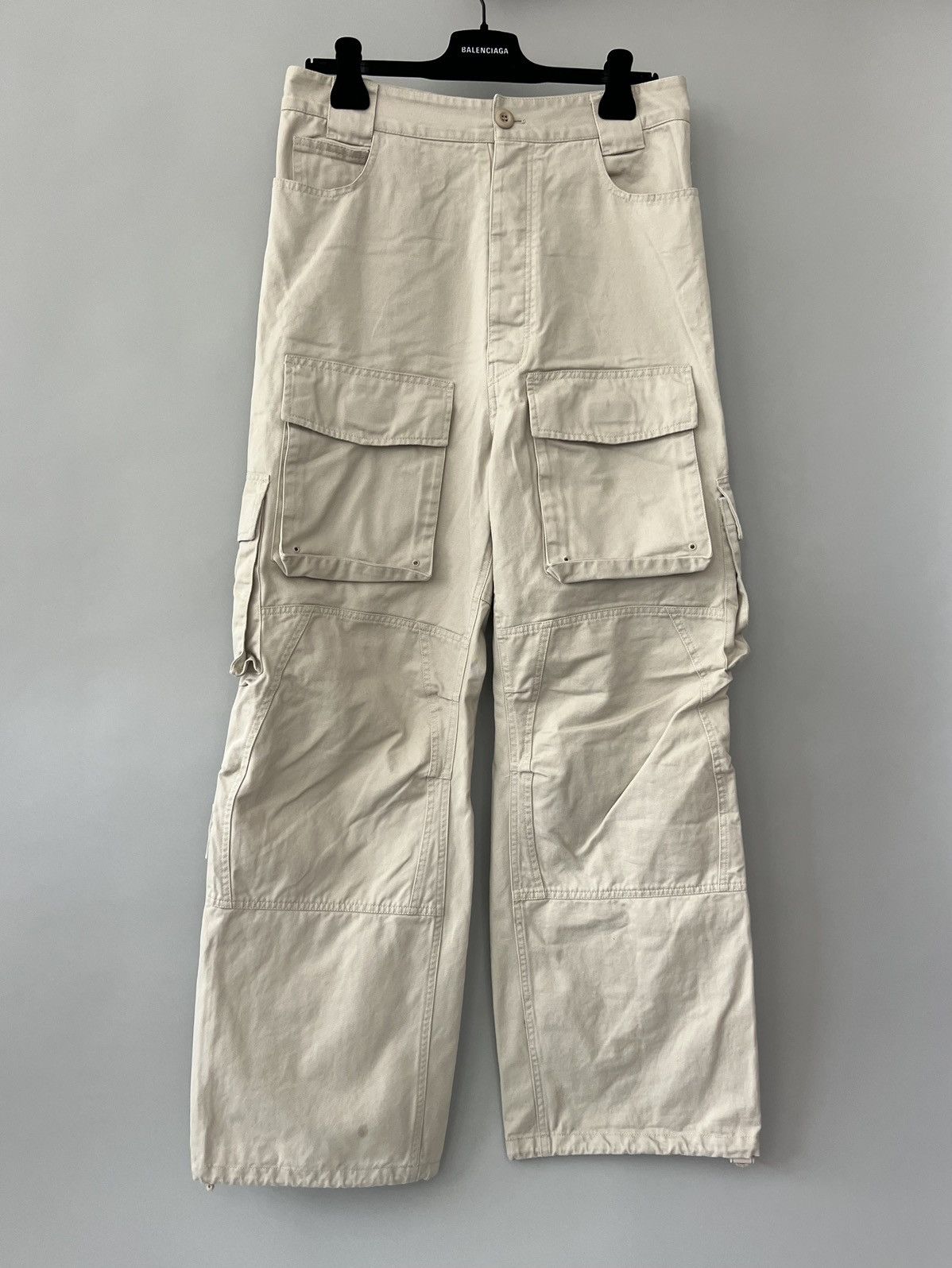 image of Balenciaga Cotton Cargo Trousers in Beige, Men's (Size 30)