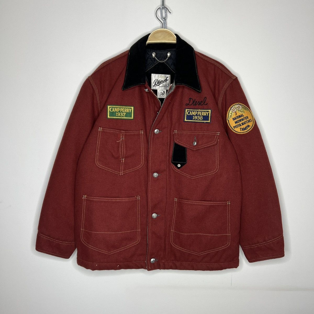 Diesel × Vintage Vintage Diesel Wool Jacket Coat Rare 90s Red Size US M / EU 48-50 / 2 - 1 Thumbnail