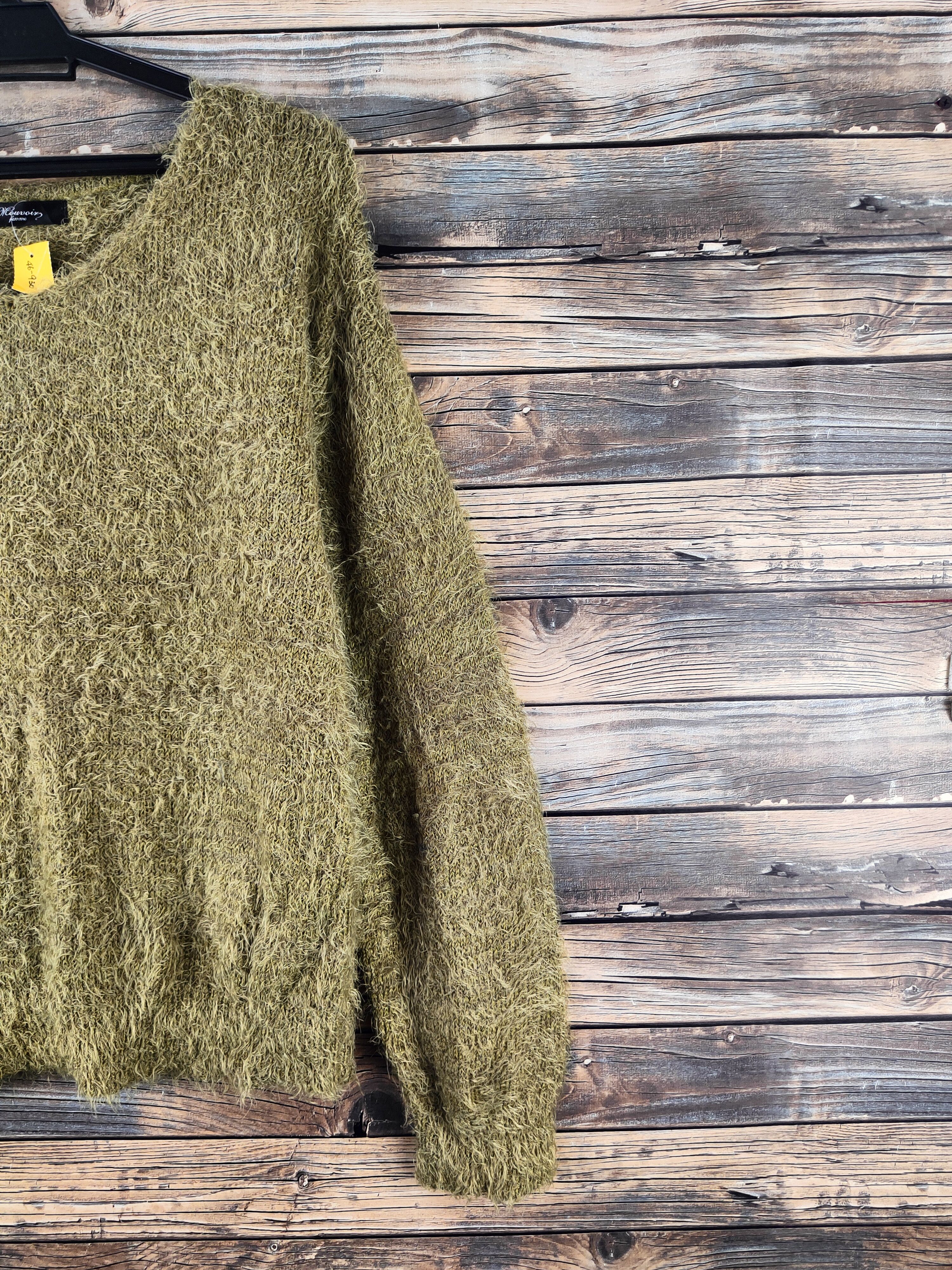 Japanese Brand DL Mouvoir Femme Green Fur Mohair Knitwear #46-930 Size L / US 10 / IT 46 - 5 Thumbnail