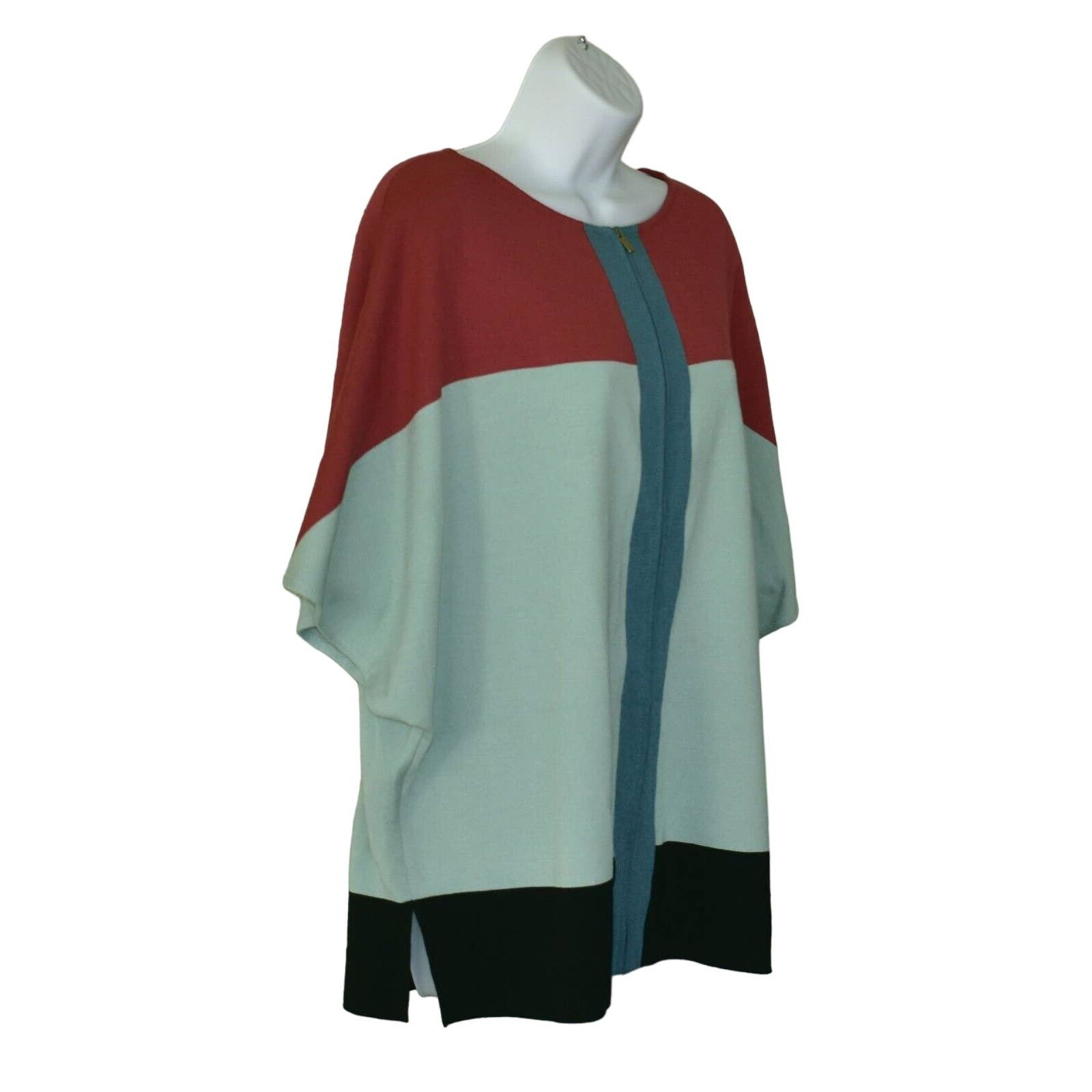 St. John ST JOHN Milano Colorblock Batwing Cardigan Sweater Sz M $350 Size M / US 6-8 / IT 42-44 - 4 Thumbnail