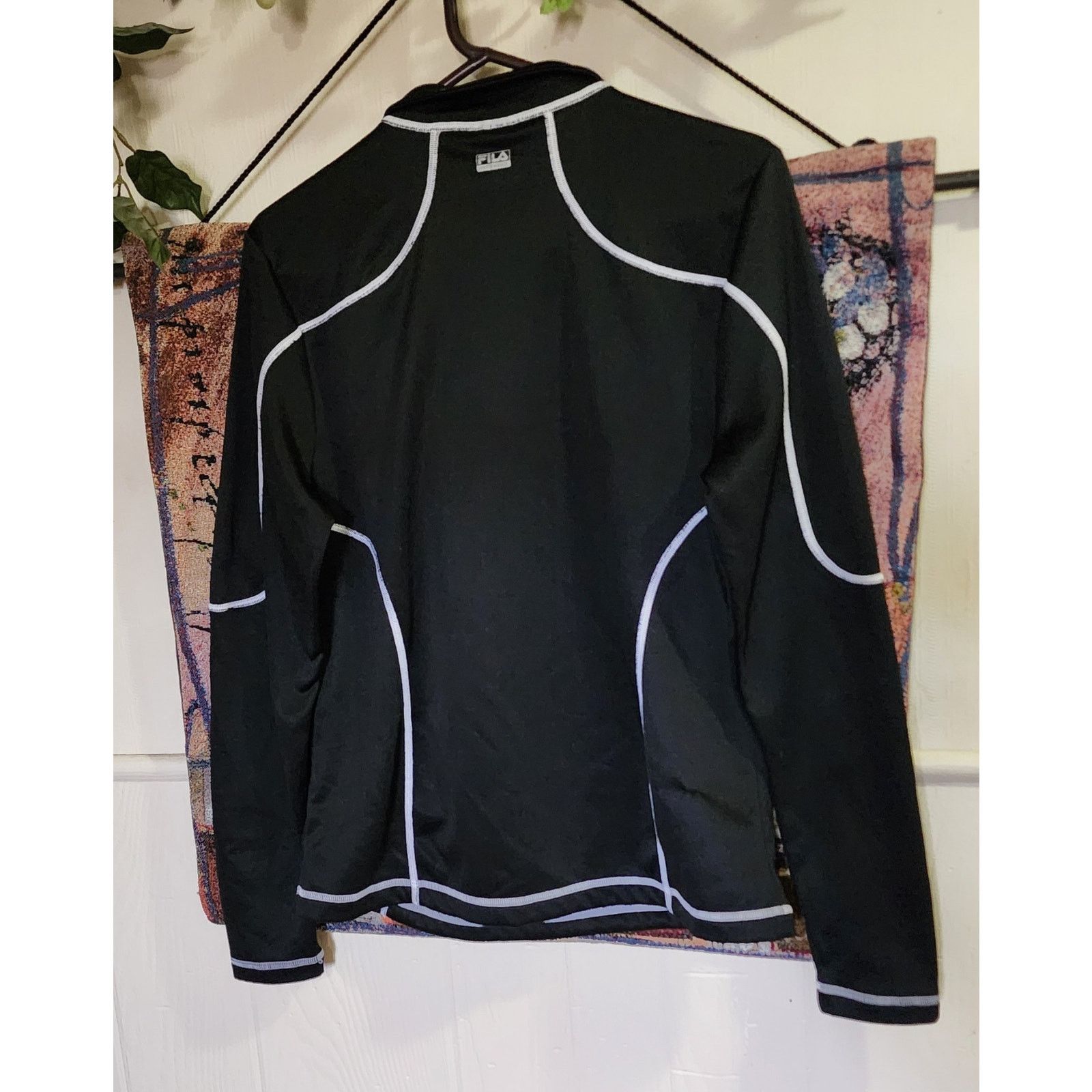 Fila Womens Fila Sport 1/4 ZIP running jacket Large black white Size L / US 10 / IT 46 - 2 Thumbnail