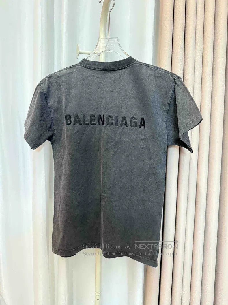 Balenciaga Balenciaga Black Grey Embroidered Logo Short Sleeve T-Shir Size US XS / EU 42 / 0 - 2 Thumbnail