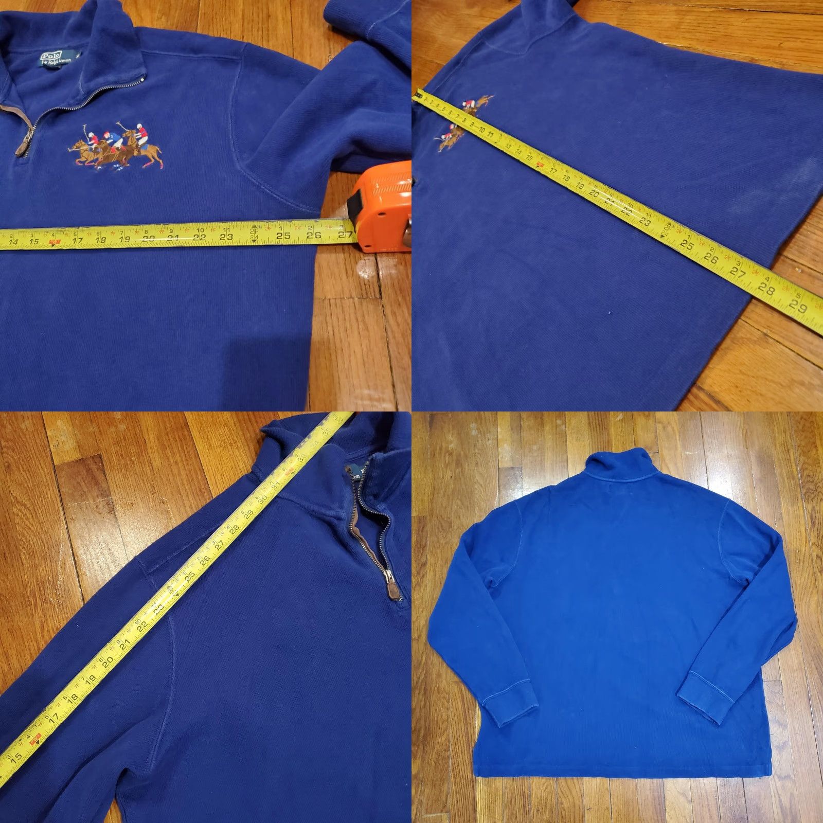 Polo Ralph Lauren Polo by Ralph Lauren Sweatshirt XL Blue 1/4 Zip Mock Neck Long Sleeve Embroidered Pony Riders Cotton Mens Size US XL / EU 56 / 4 - 8 Thumbnail