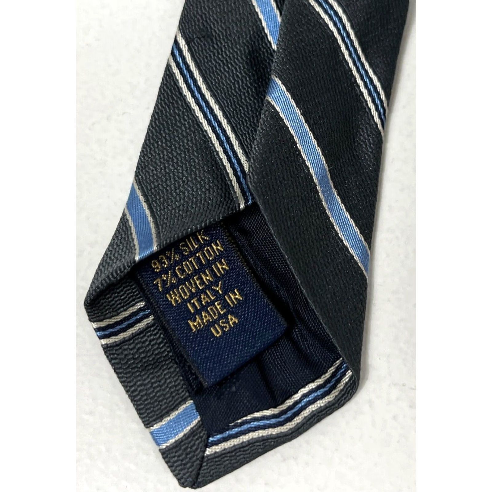 Brooks Brothers VINTAGE Brooks Brothers Makers Tie Woven in Italy Made in USA Men’s Gray and Blue Stripes 59.5" Silk Cotton 3.5" Length Classic 57"-60" Mens Size ONE SIZE - 8 Thumbnail