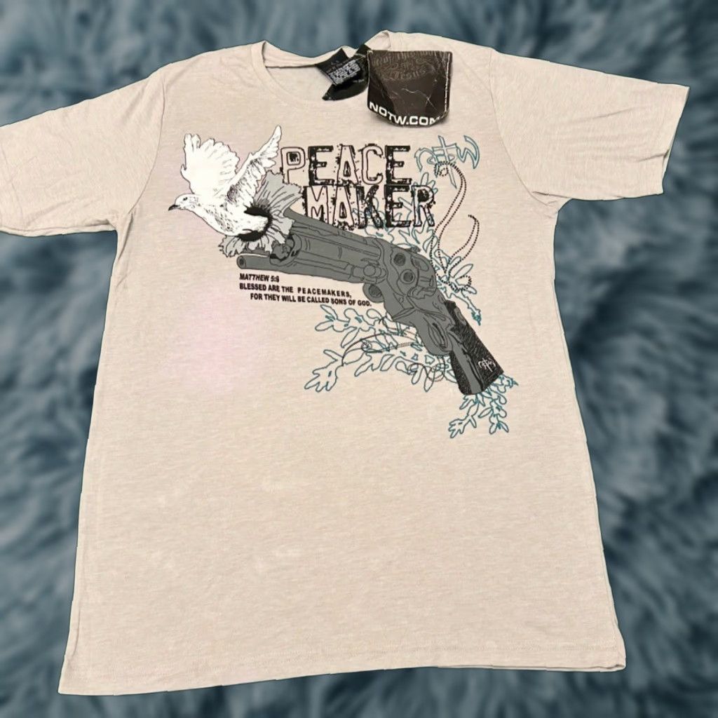 Vintage VINTAGE NOTW Peace Maker VTG Shirt Mens Size M Grunge Y2K Punk Hip Hop Emo Gray Short Sleeve Size US M / EU 48-50 / 2 - 1 Thumbnail
