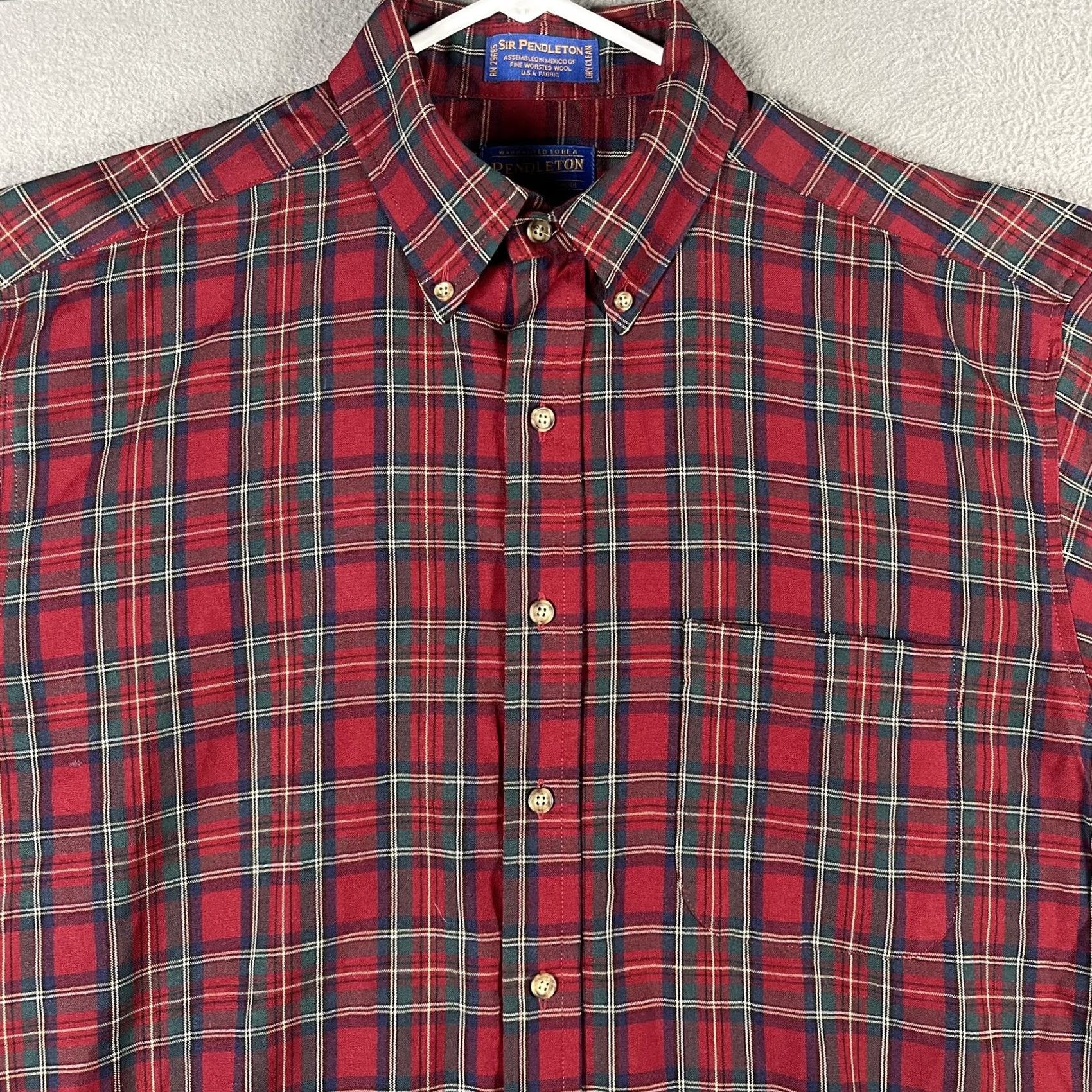 Pendleton VINTAGE Pendleton Shirt Mens Large Wool Plaid Button-Down Sir Pendleton Heritage 90s Classic Block Red Green Navy Long Sleeve Button Up Mens Size US L / EU 52-54 / 3 - 2 Thumbnail