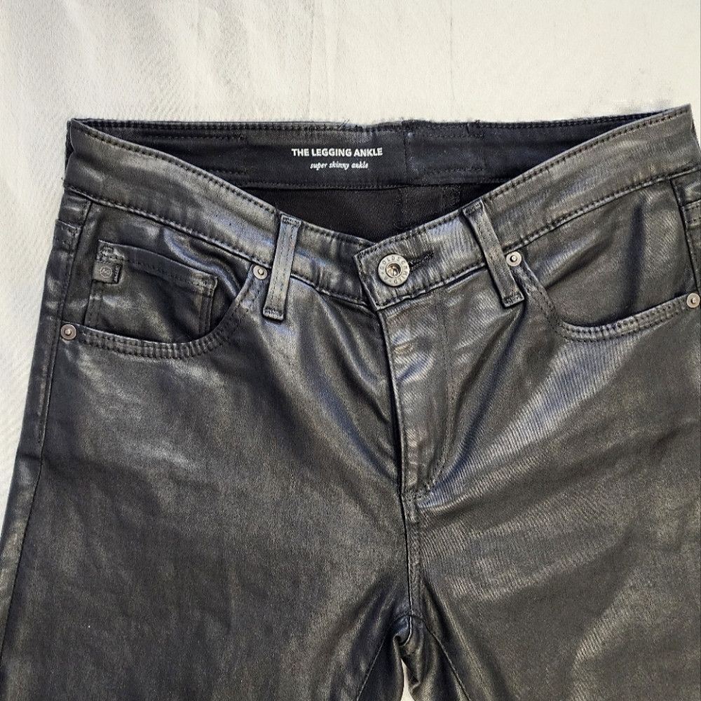 AG Adriano Goldschmied AG Women's Metallic Black Super Skinny Ankle Leggings Pants Size 26" / US 2 / IT 38 - 4 Thumbnail