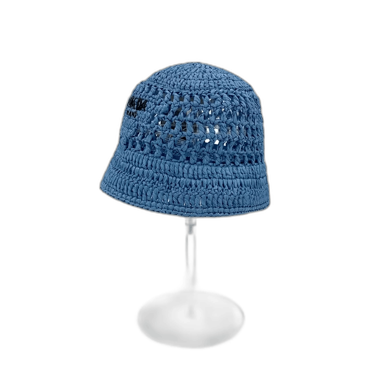 Prada Blue Logo Knit Bucket Hat