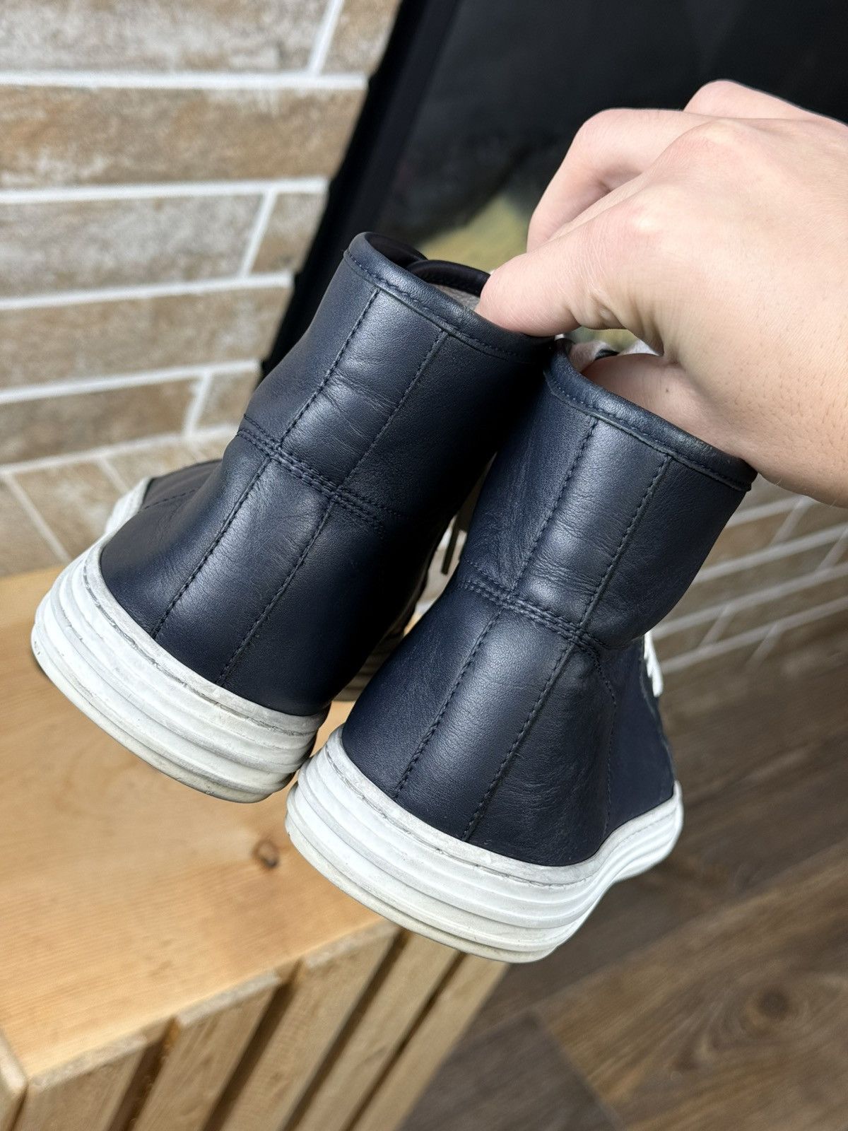 Gucci Gucci Blue Leather Hi Top Sneakers Size US 6.5 / EU 39-40 - 11 Thumbnail