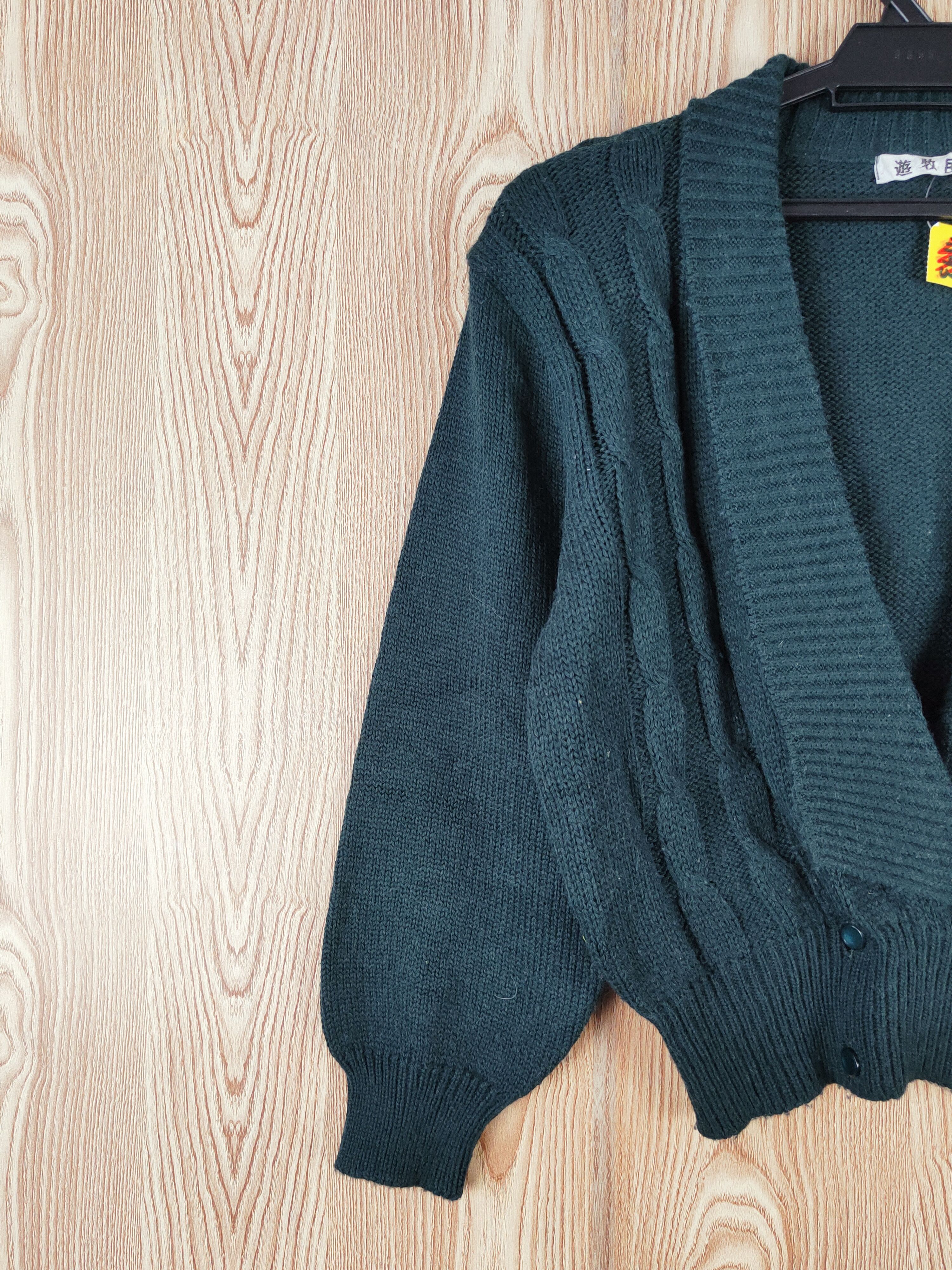 Aran Isles Knitwear × Japanese Brand Japanese Brand Dark Green Knitwear Crop Top Cardigan #W733 Size S / US 4 / IT 40 - 3 Thumbnail