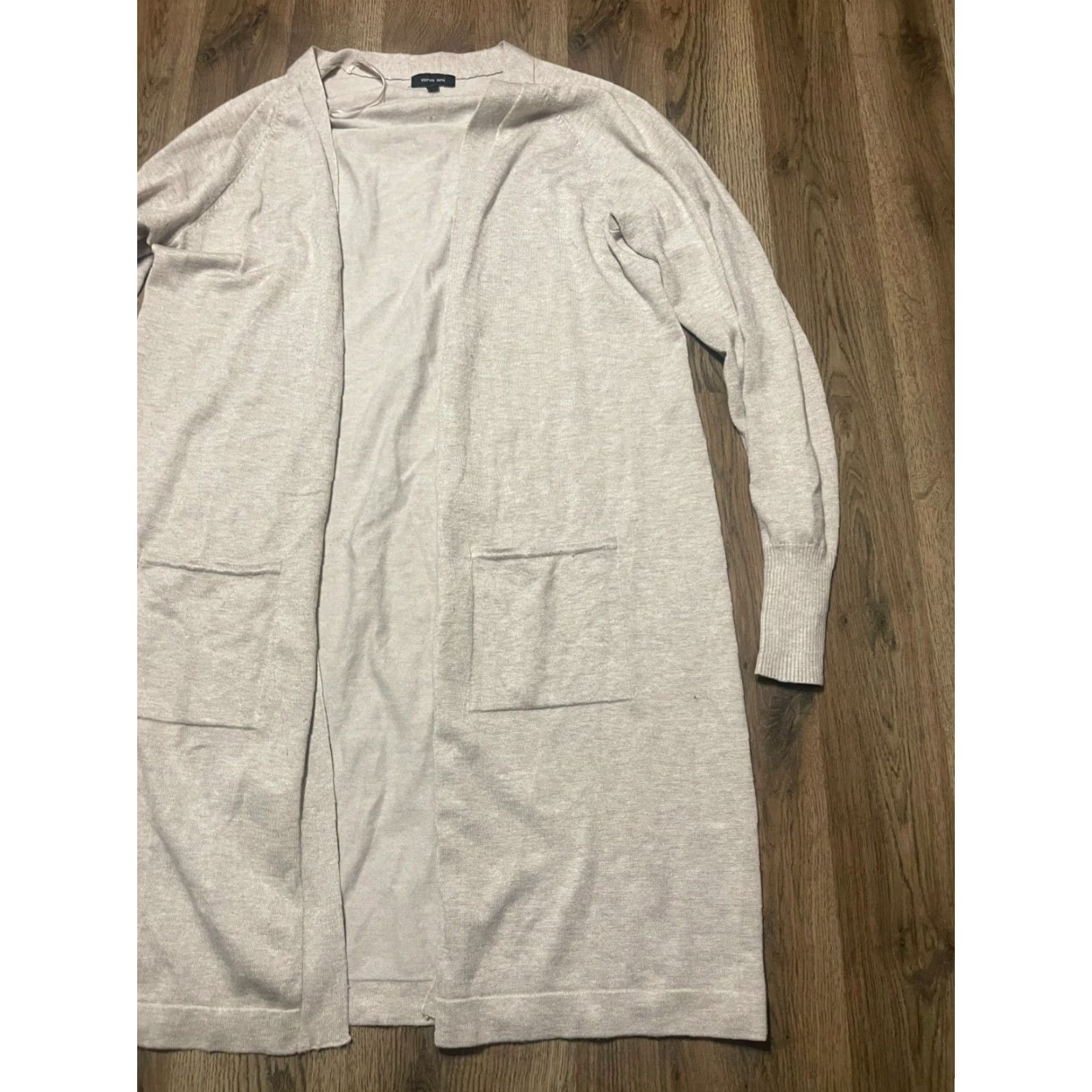 Vintage Verve Ami Sweater Cardigan Women's XL Tan Long Open w/ Pockets Regular Boyfriend Style Autumn Fall Size XL / US 12-14 / IT 48-50 - 3 Thumbnail