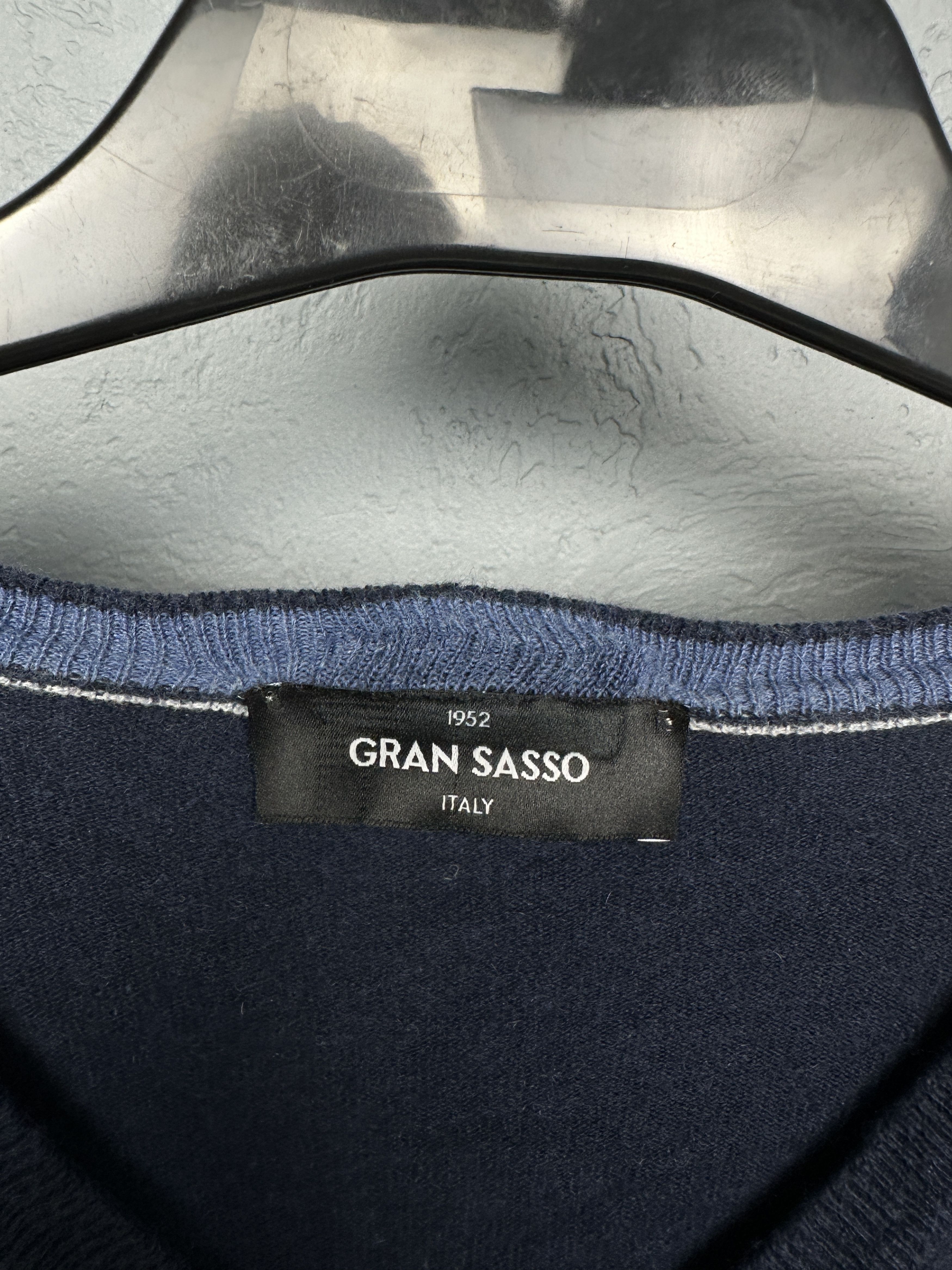 Gran Sasso Gran Sasso Mens V-Neck Wool Knit Sweater Size US L / EU 52-54 / 3 - 3 Thumbnail