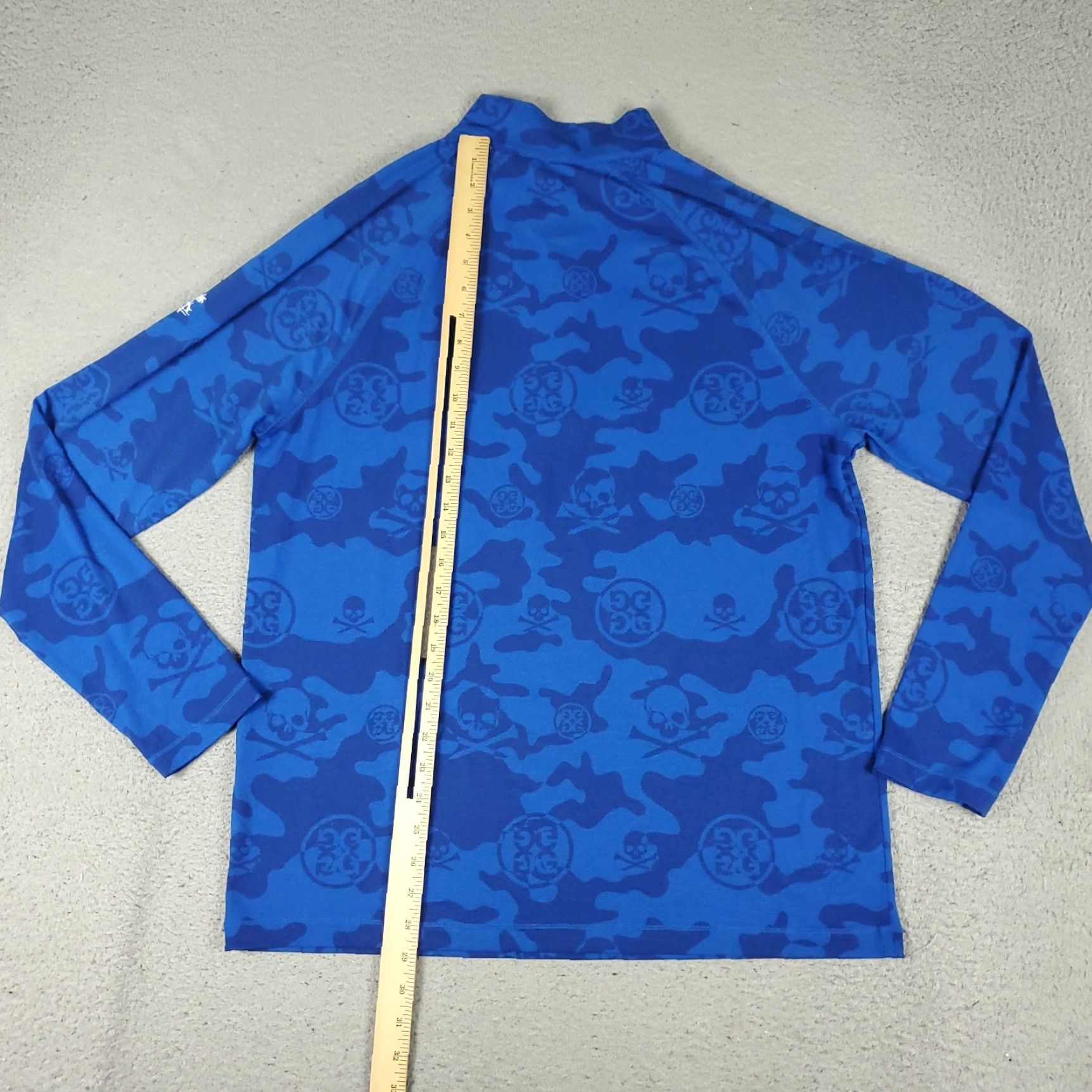 G/FORE G/Fore Shirt Mens Large Blue Skull Print Camo 1/4 Zip Pullover Long Sleeve Golf Shirt Mens Blue Camouflage 1/4 Zip Long Sleeve Size US L / EU 52-54 / 3 - 6 Thumbnail