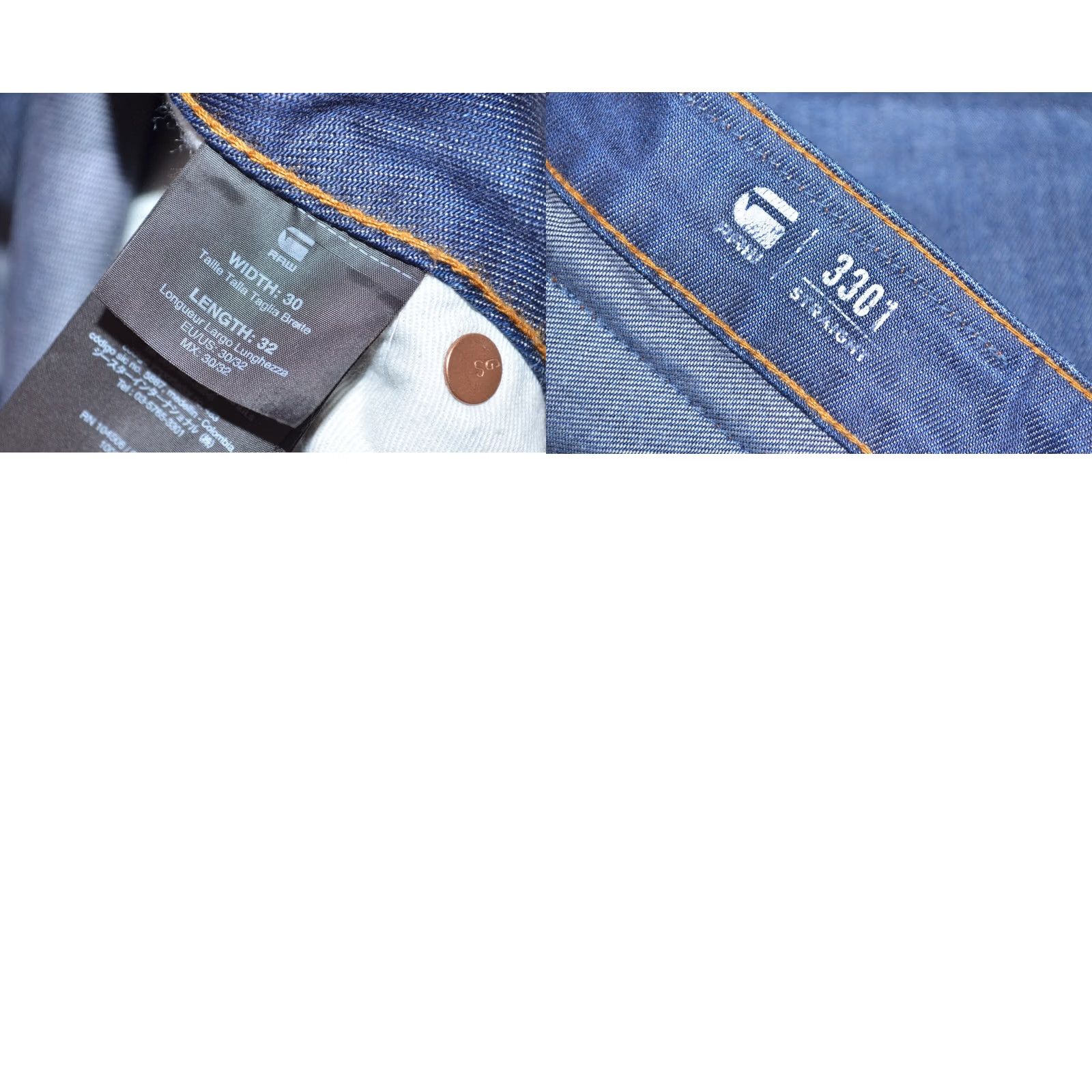 G-Star G-Star Jeans Men Blue Regular Straight 30x32 Denim 3301 Brand 30 Inseam 32in W30 L32 Color Blue Tightening? Size US 30 / EU 46 - 8 Thumbnail