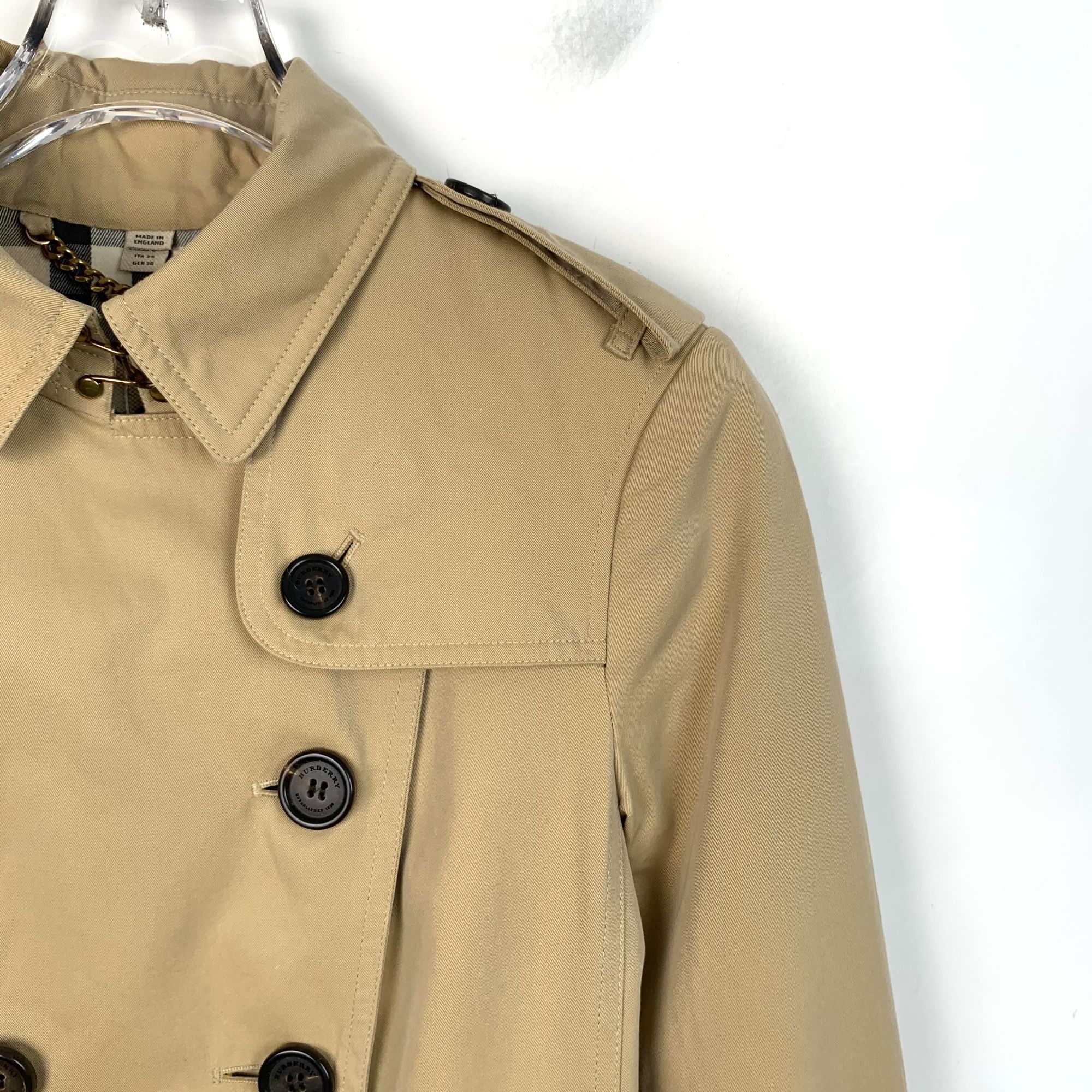 Burberry Burberry Brown Cotton Double-Breasted Belted Trench Coat (Si Size XXS / US 00 / IT 34 - 7 Thumbnail