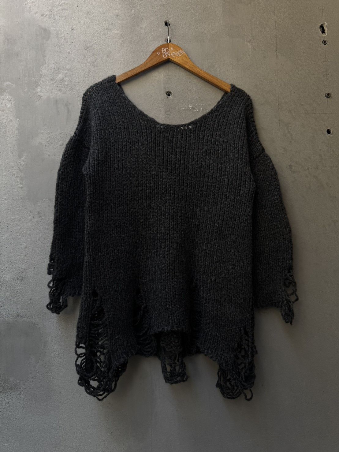 Maison MIHARA YASUHIRO Mihara Yasuhiro AW10 Distressed Black Wool-Knit Cardigan Size US S / EU 44-46 / 1 - 1 Thumbnail
