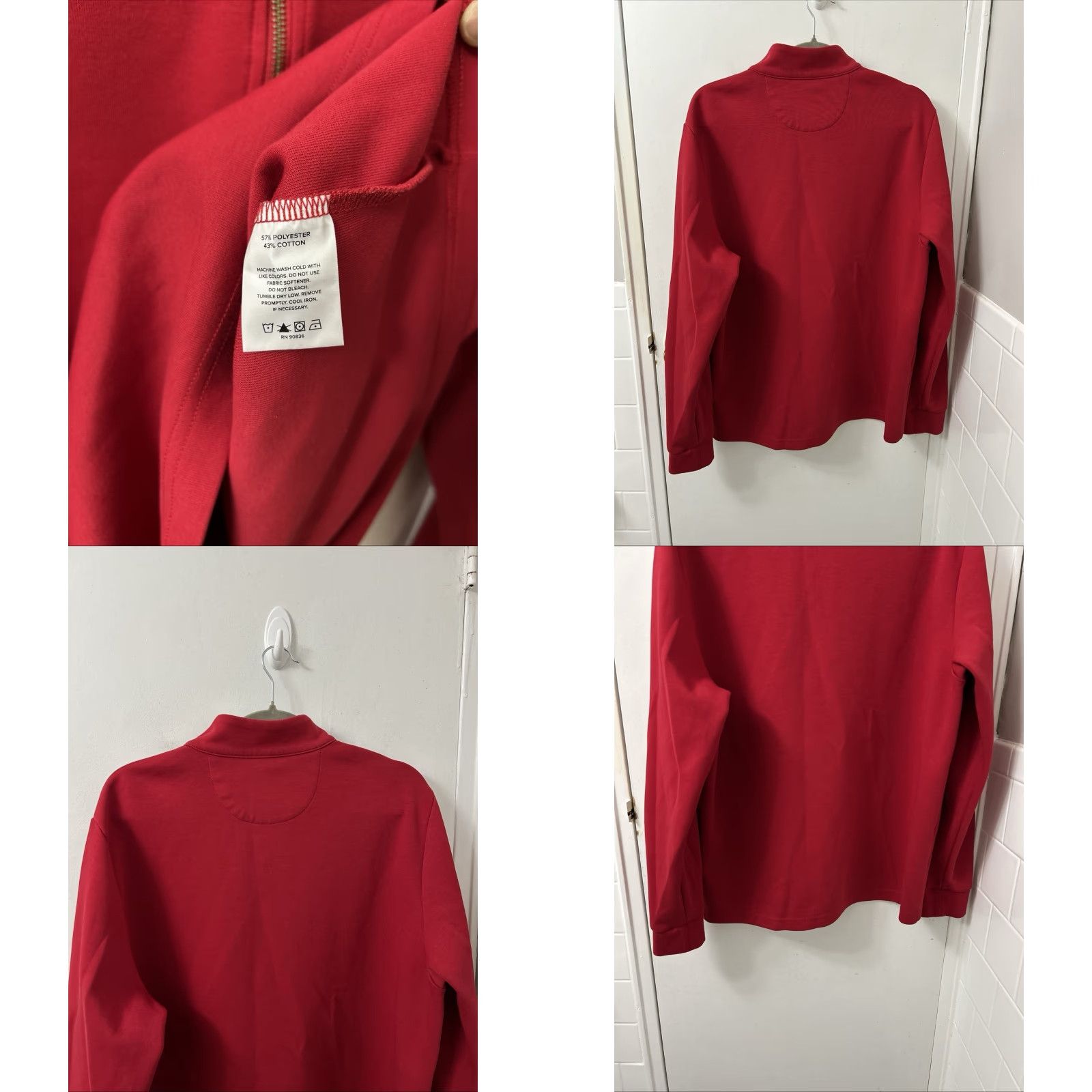 Brooks Brothers Brooks Brothers 1/4 Zip Mens Large Red Cotton Pullover Sweater Sweatshirt L/S Shirt Size US L / EU 52-54 / 3 - 8 Thumbnail