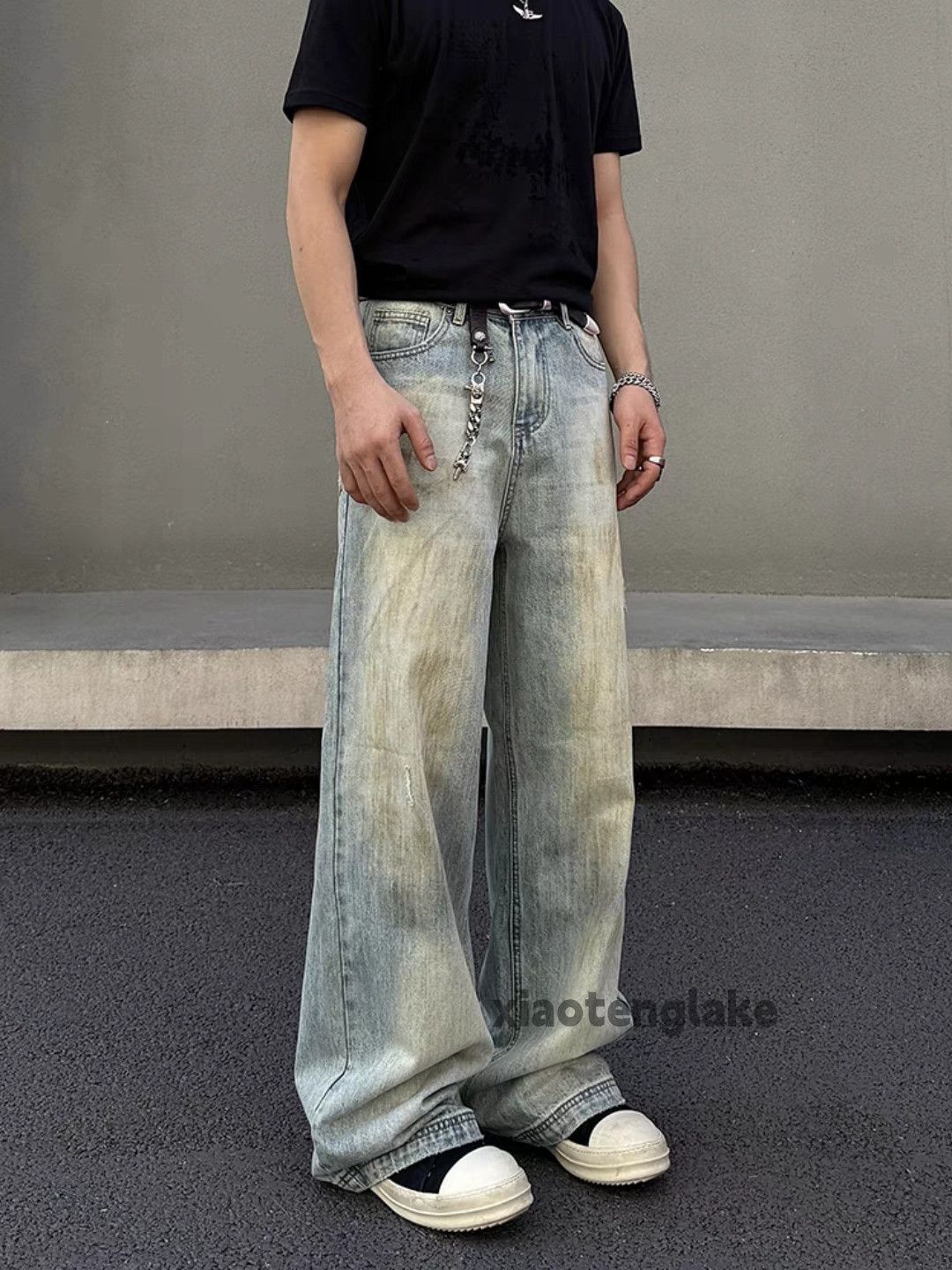 Jean × Vintage washed faded stain rusty paint loose baggy jeans Size US 33 - 1 Thumbnail