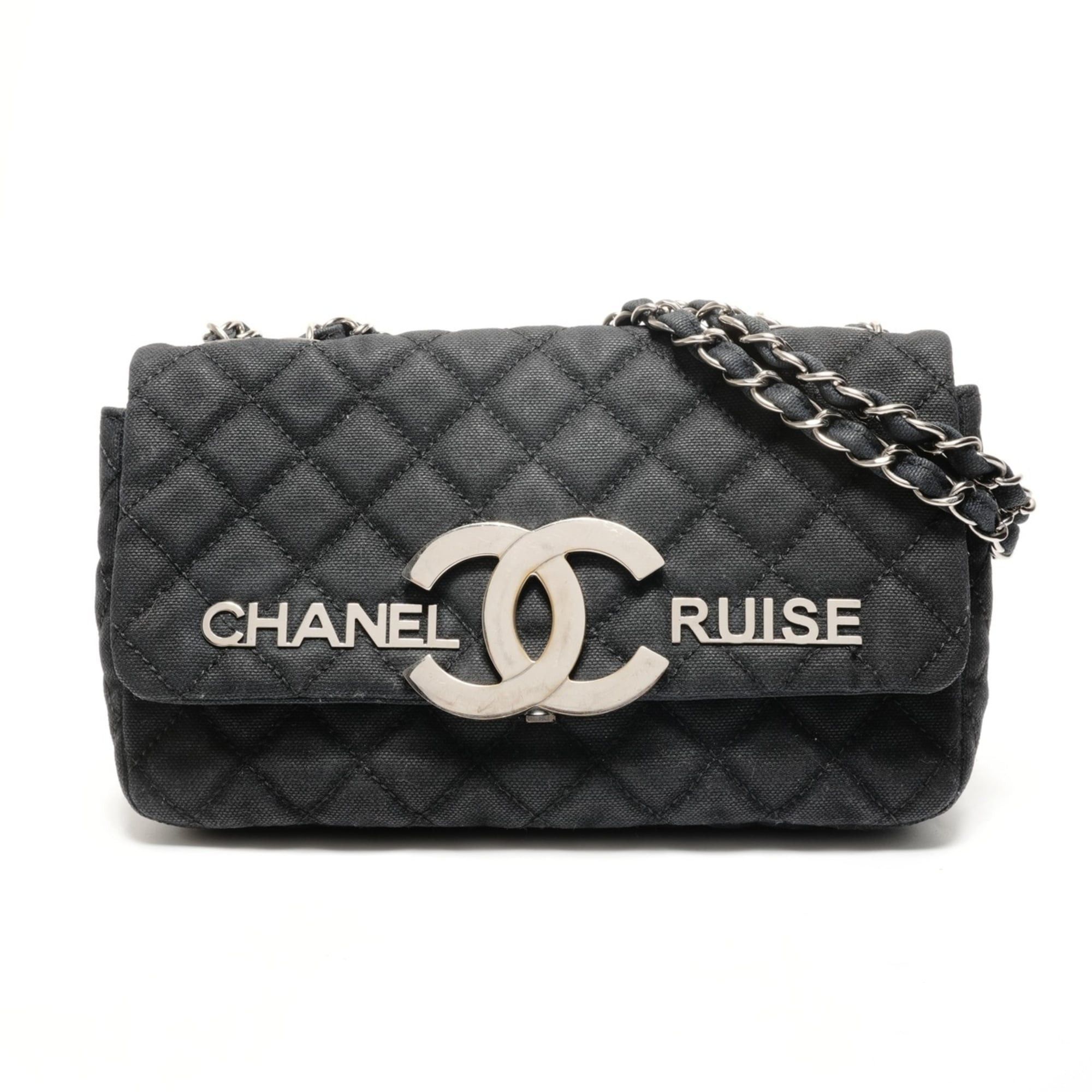 Chanel Chanel Matelassé Canvas Coco Mark Flap Chain Shoulder Bag, Black Size ONE SIZE - 1 Thumbnail