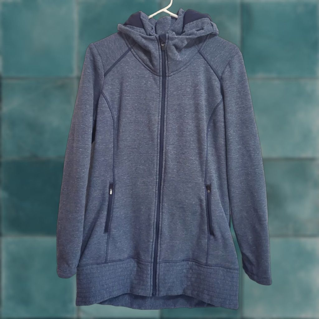 Athleta Athleta Sweatshirt Women Heather Blue M Full Zip Hooded Heavyweight Long Stretch Size M / US 6-8 / IT 42-44 - 1 Thumbnail