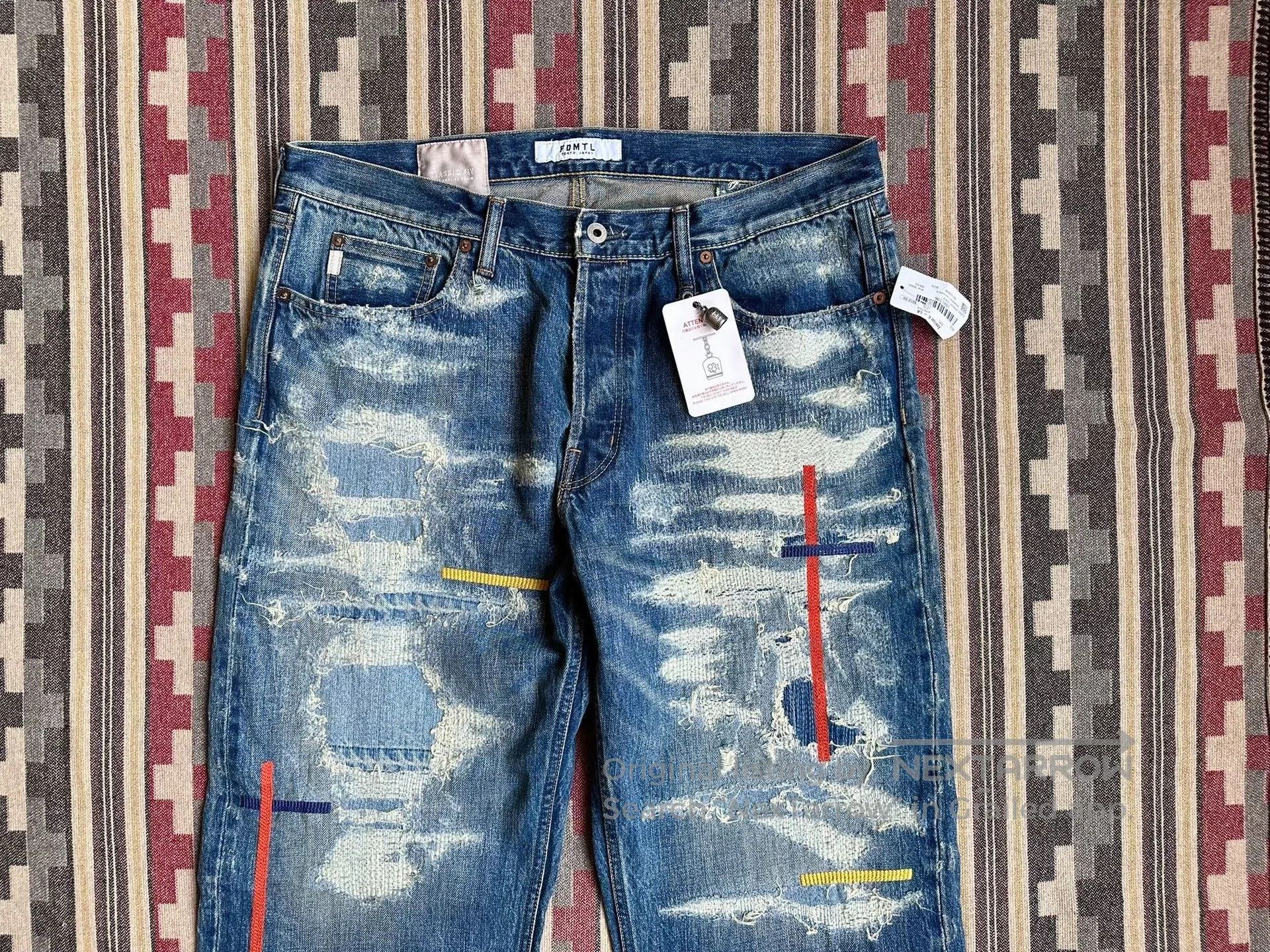 FDMTL fdmtl classic fit red line distressed jeans. Size US 36 / EU 52 - 2 Thumbnail