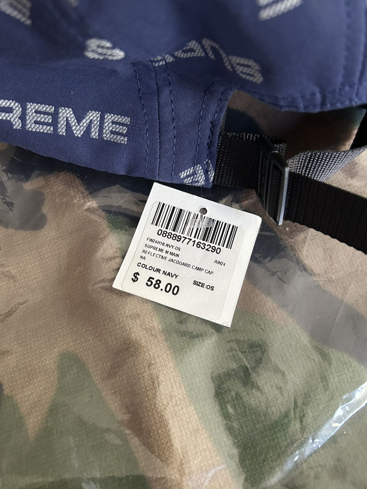 Supreme Supreme Reflective Jacquard Camp Cap Navy FW24 Size ONE SIZE - 8 Thumbnail