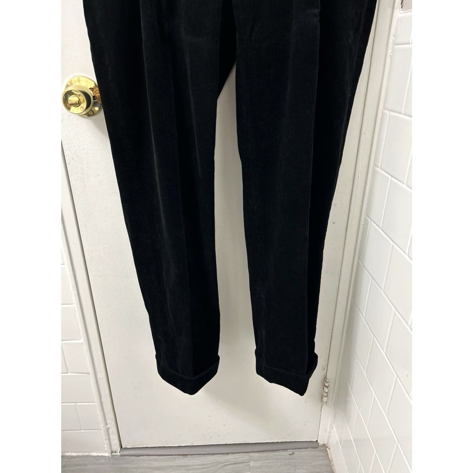 Polo Ralph Lauren VINTAGE Polo Ralph Lauren Corduroy Pants 38x32 Black Pleated Cuffed Trousers Size US M / EU 48-50 / 2 - 3 Thumbnail