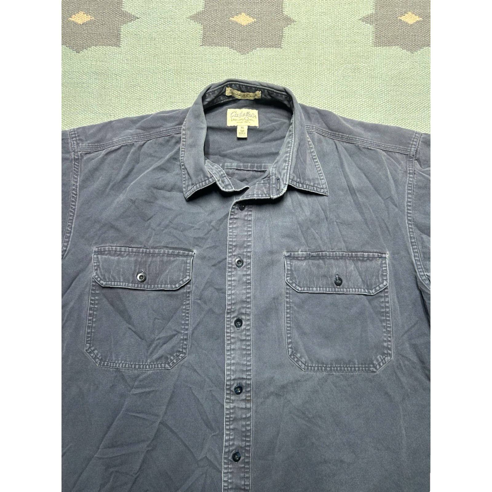 Vintage VINTAGE Cabela's Shirt Short Sleeve Button-Up Canvas Cotton Blue XL Tall Men Size US XL / EU 56 / 4 - 3 Thumbnail