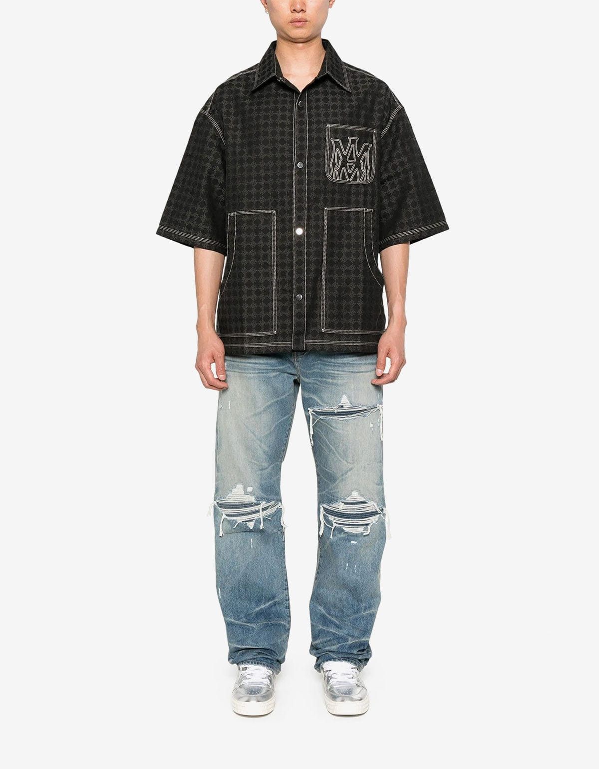 Amiri Amiri Black MA Quad Work Shirt – Jacquard Overshirt Size US S / EU 44-46 / 1 - 4 Thumbnail