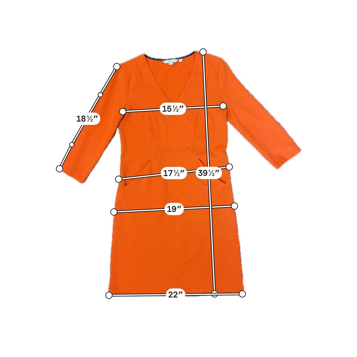 Boden Boden Orange Jasmine Ottoman Ribbed V-Neck Dress Pockets 6R Size M / US 6-8 / IT 42-44 - 7 Thumbnail