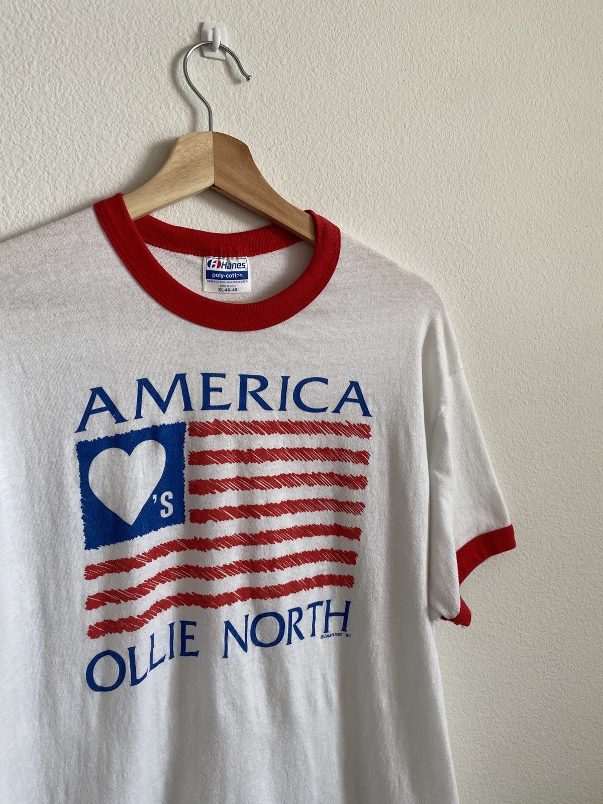 Vintage Vintage 80s Ollie North Ringer Tee Size US XL / EU 56 / 4 - 2 Thumbnail