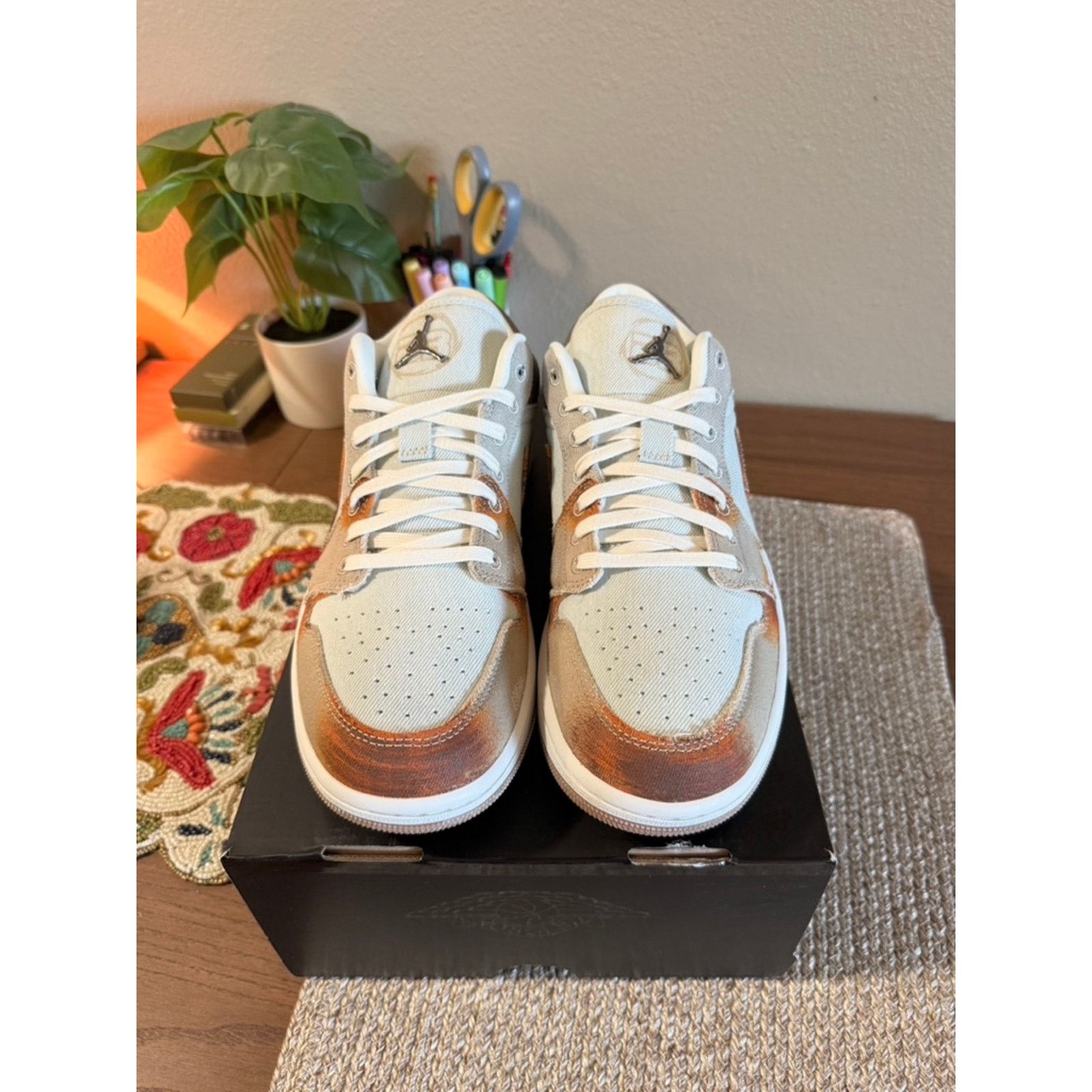 Jordan Brand × Nike Jordan 1 Low SE Multi-Color Sail Light Bone Canvas Patchwork Size US 11.5 / EU 44-45 - 3 Thumbnail
