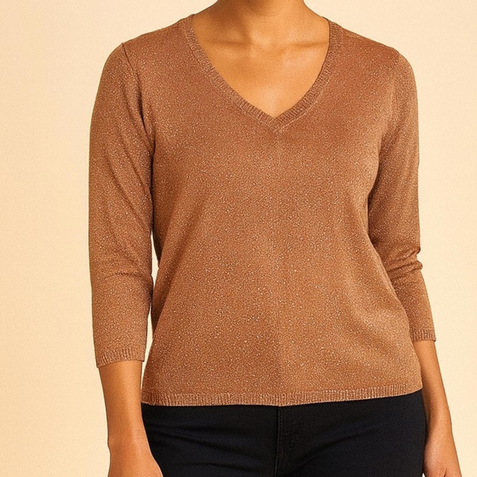 Other Sag Harbor Shimmering Tan Knit Sweater Petite Medium copper Size M / US 6-8 / IT 42-44 - 1 Thumbnail
